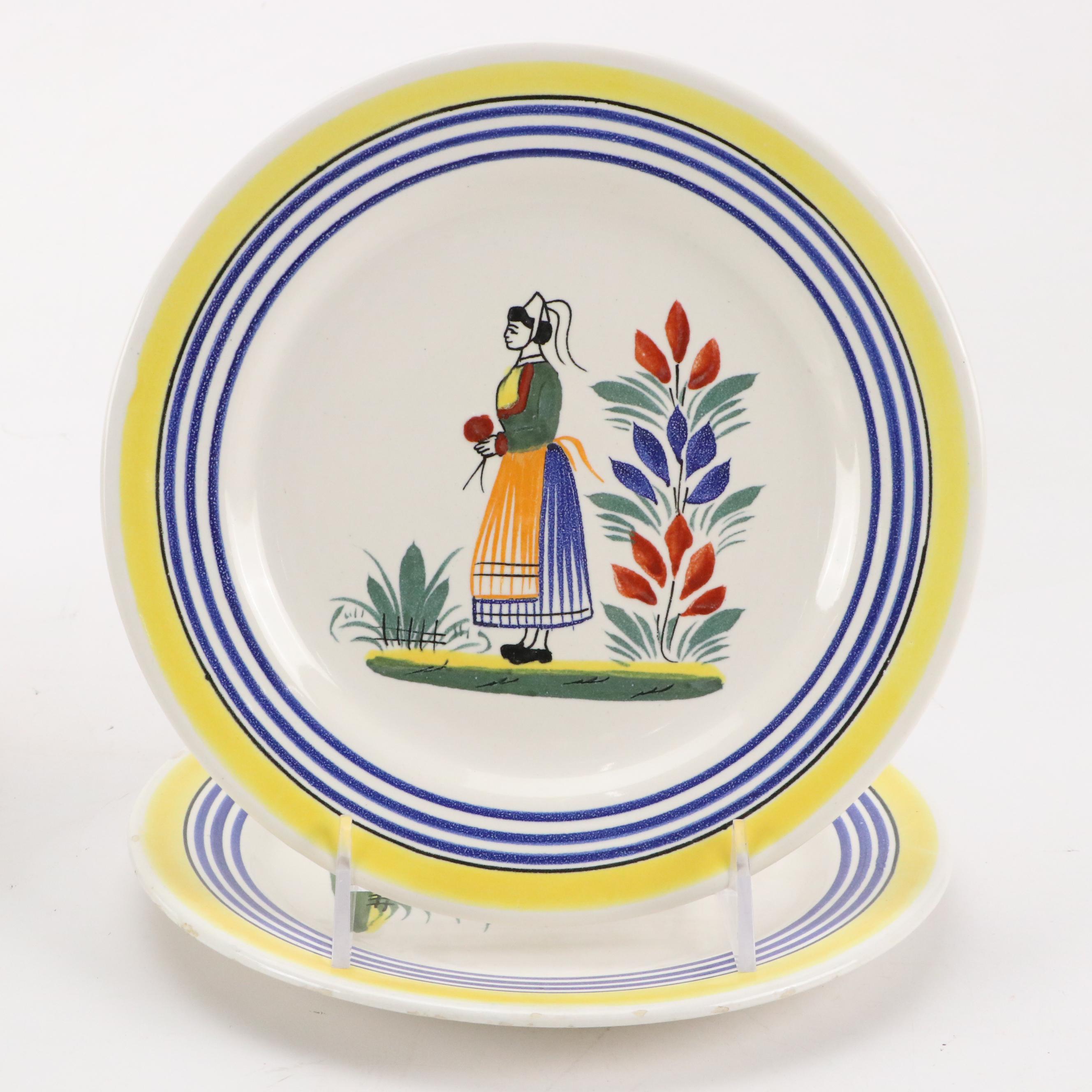 Henriot Quimper Tin Glaze Dinnerware and Candlesticks with Others