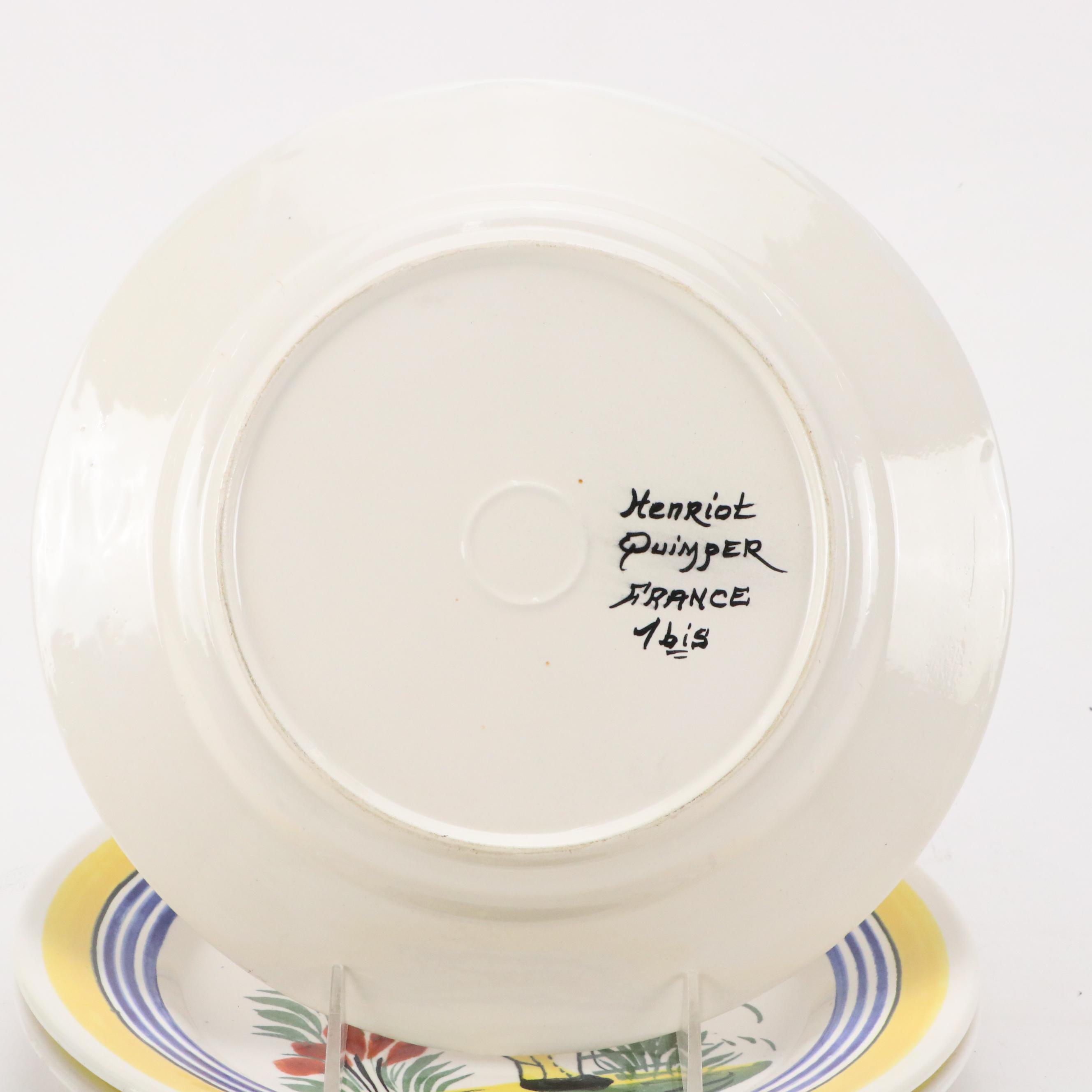 Henriot Quimper Tin Glaze Dinnerware and Candlesticks with Others