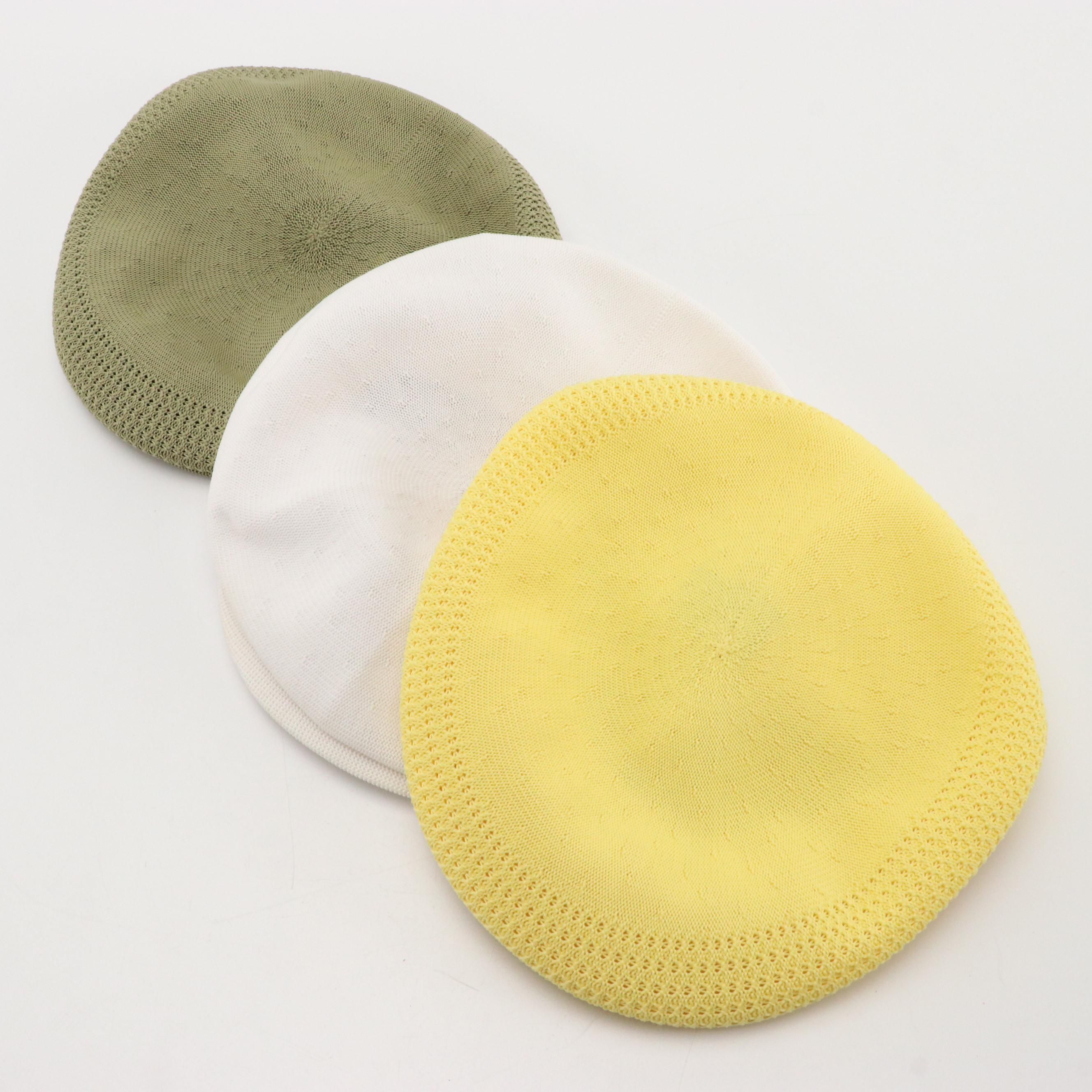 Kangol Tropic Ventair 504 Sage & Yellow Flat Caps, White Tropic Spitfire Cap