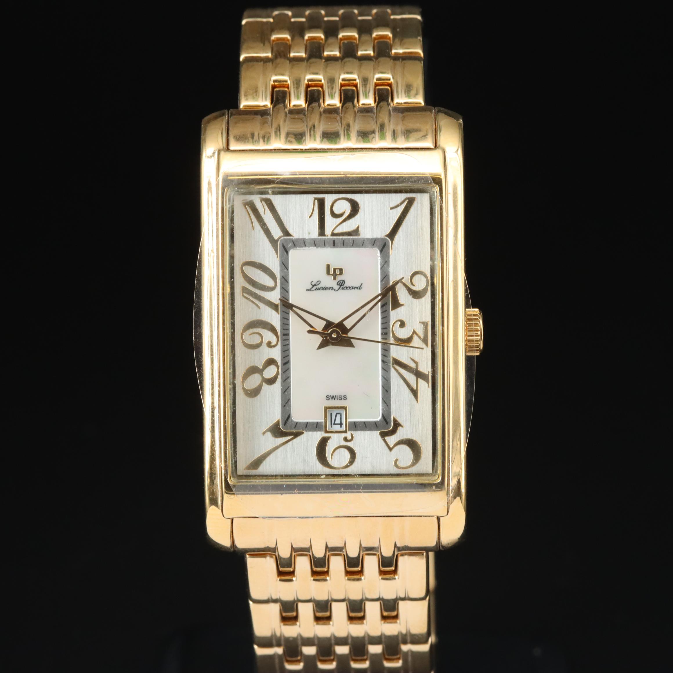 Lucien Piccard Stainless Steel Quartz Watch with Mother-of-Pearl Dial
