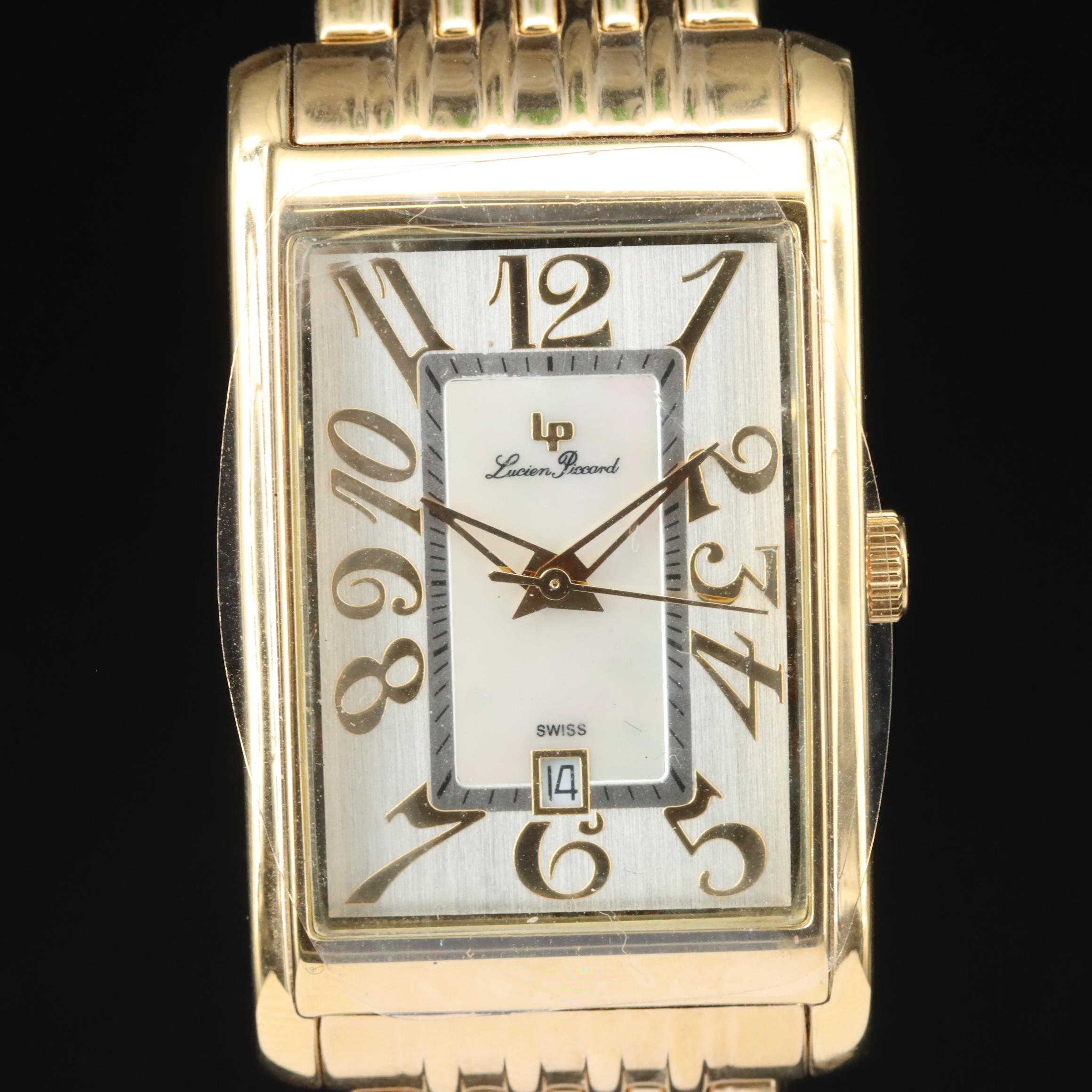Lucien Piccard Stainless Steel Quartz Watch with Mother-of-Pearl Dial