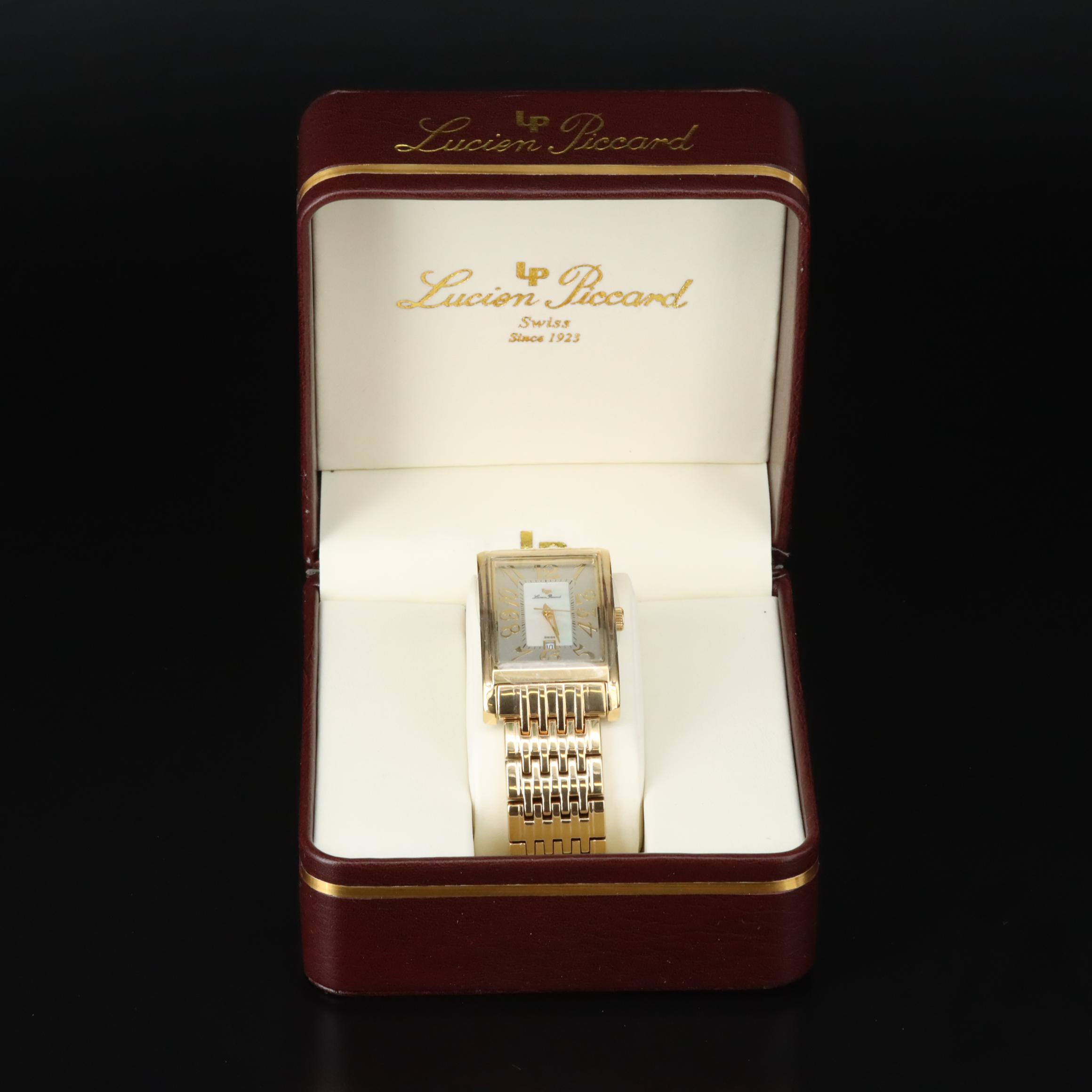 Lucien Piccard Stainless Steel Quartz Watch with Mother-of-Pearl Dial