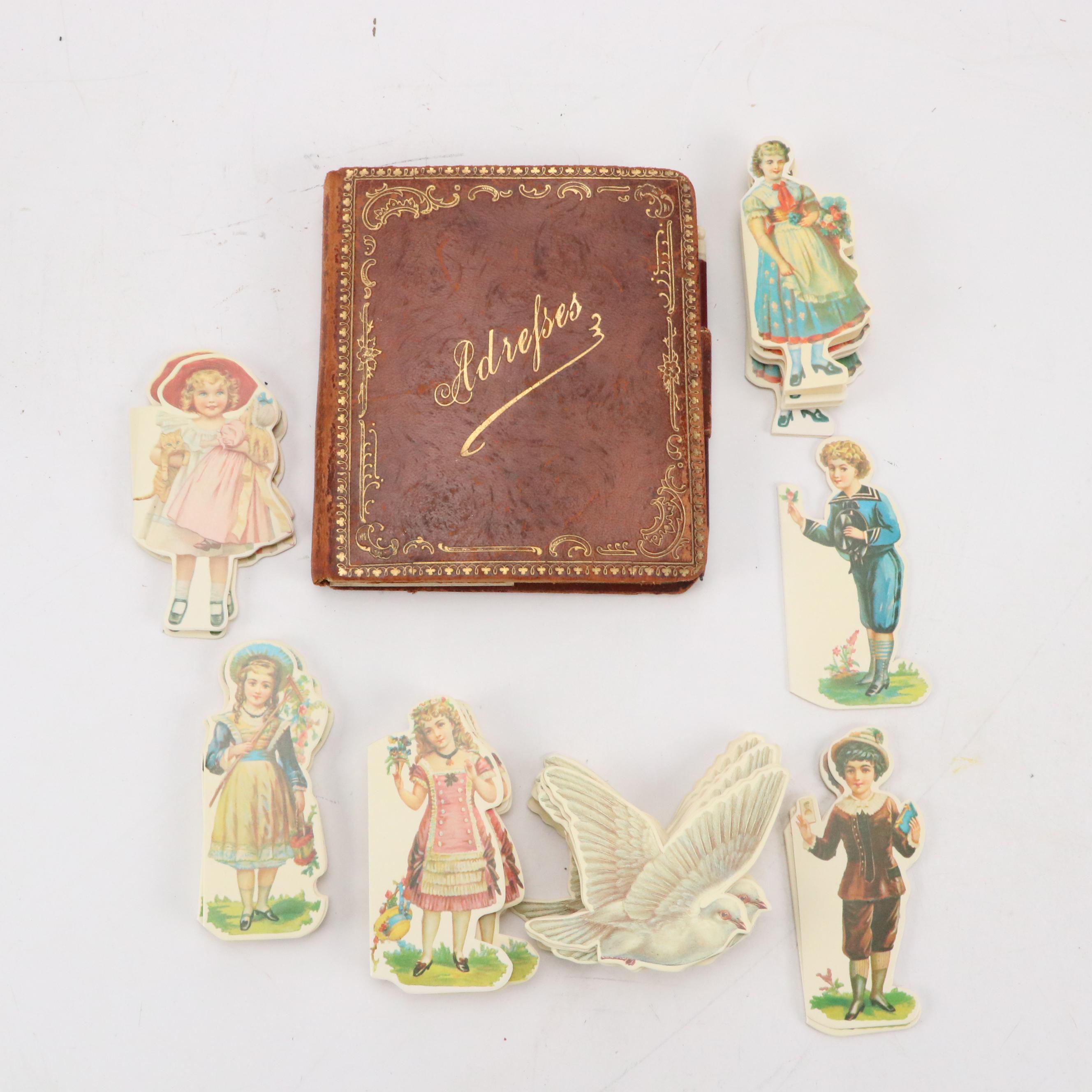 Embossed Leather Address Book with Greeting Cards EBTH