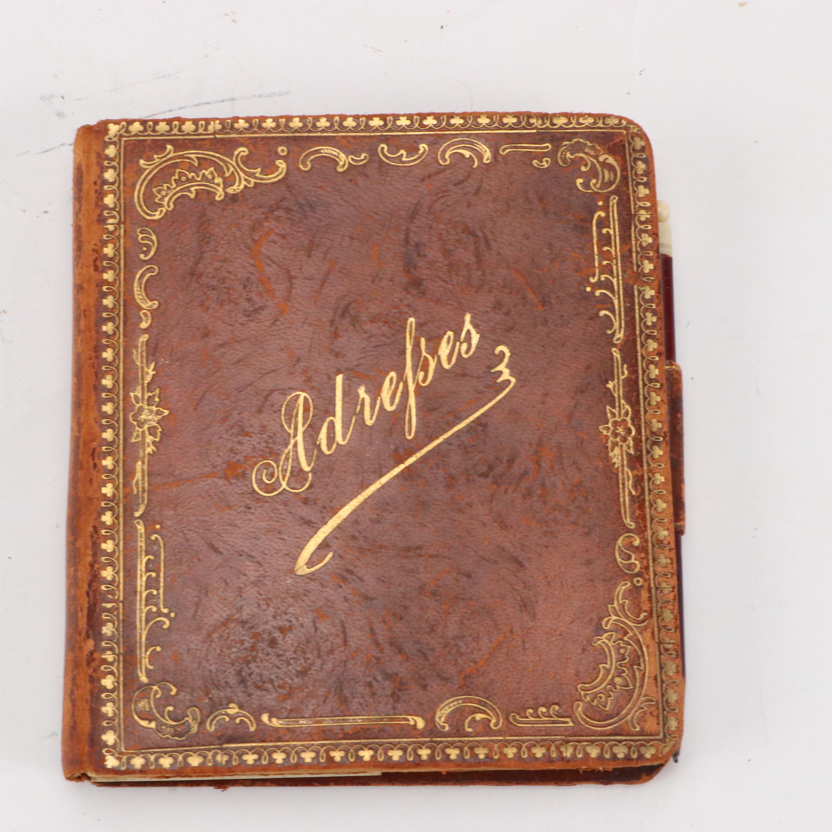 Embossed Leather Address Book with Greeting Cards EBTH