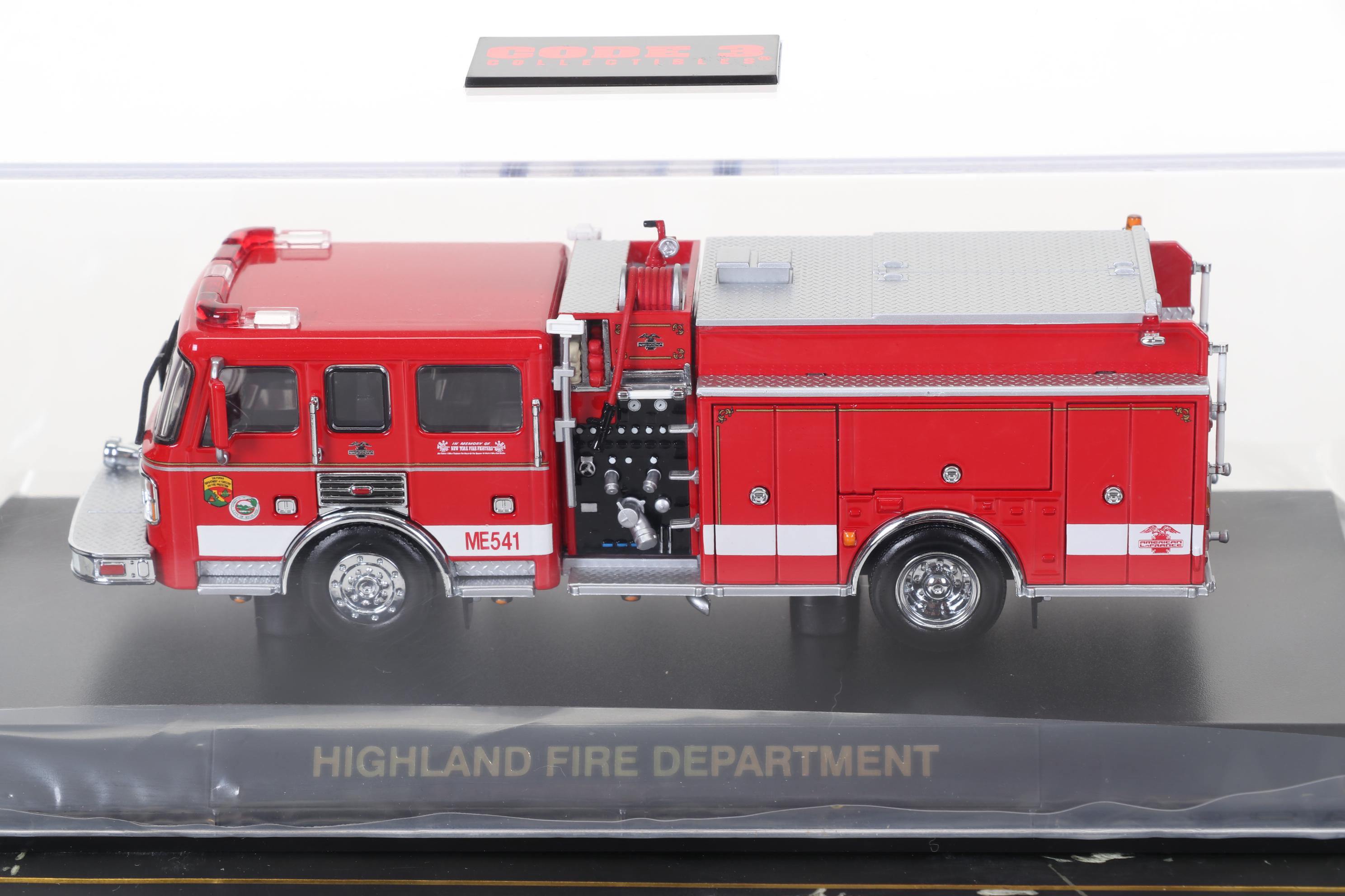 Five Code 3 Limited Edition Die Cast 1/64 Scale Fire Trucks, 21st Century