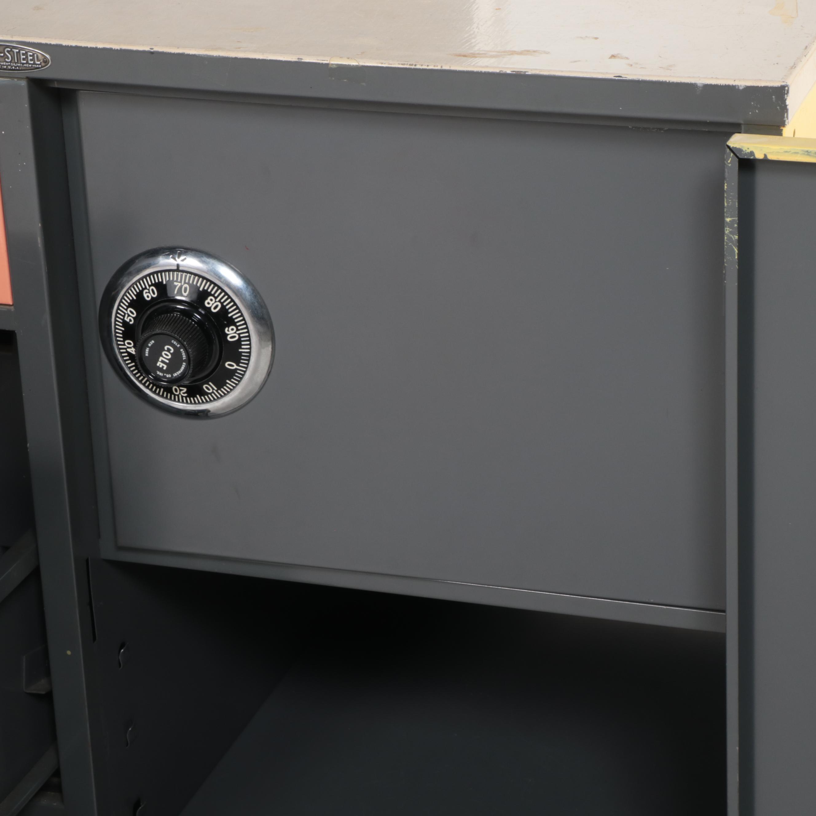 Cole Steel Mid Century Modern Painted Filing Cabinet with Hidden Safe