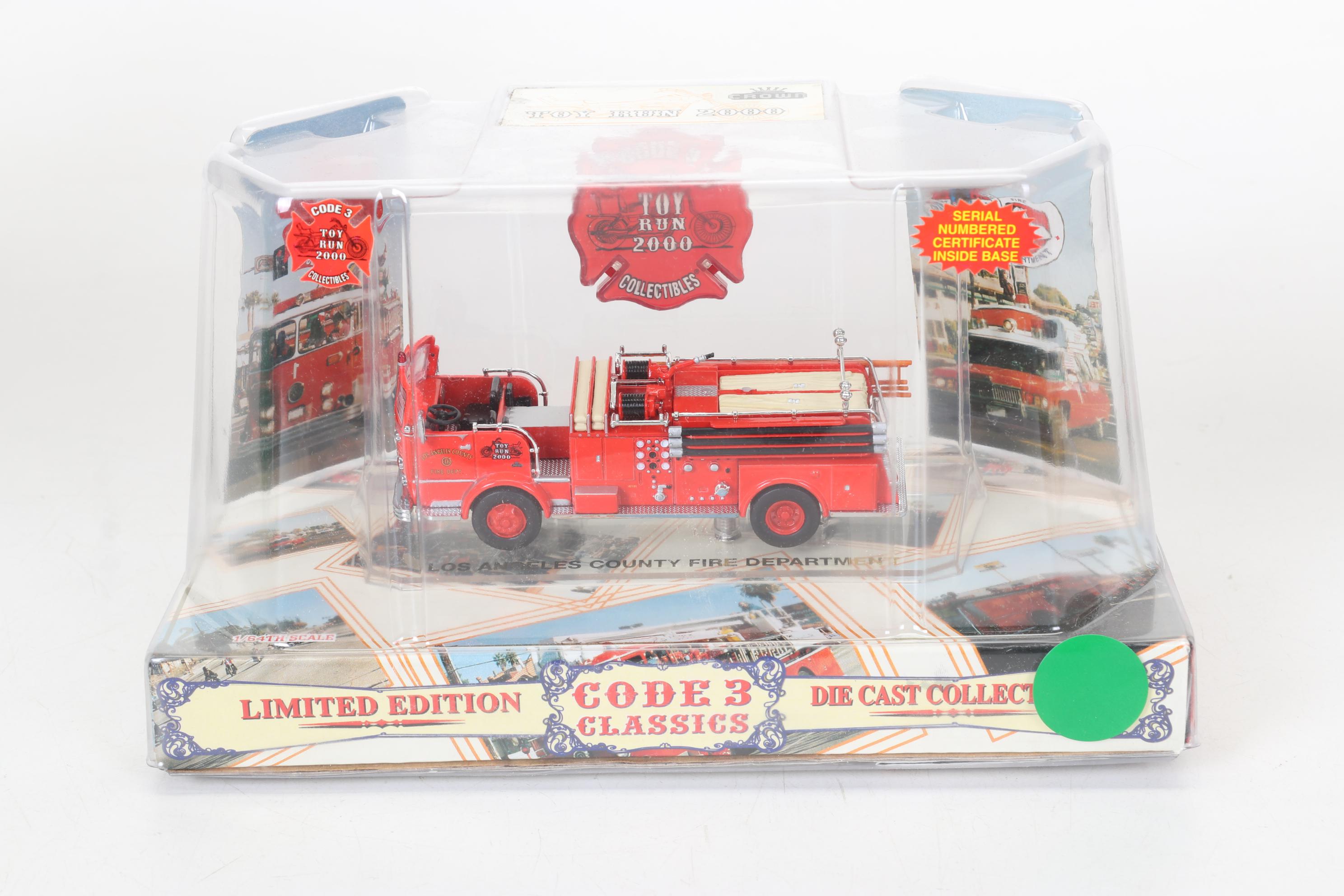 Seven Code 3 Limited Edition Die Cast 1/64 Scale Fire Trucks, 21st Century