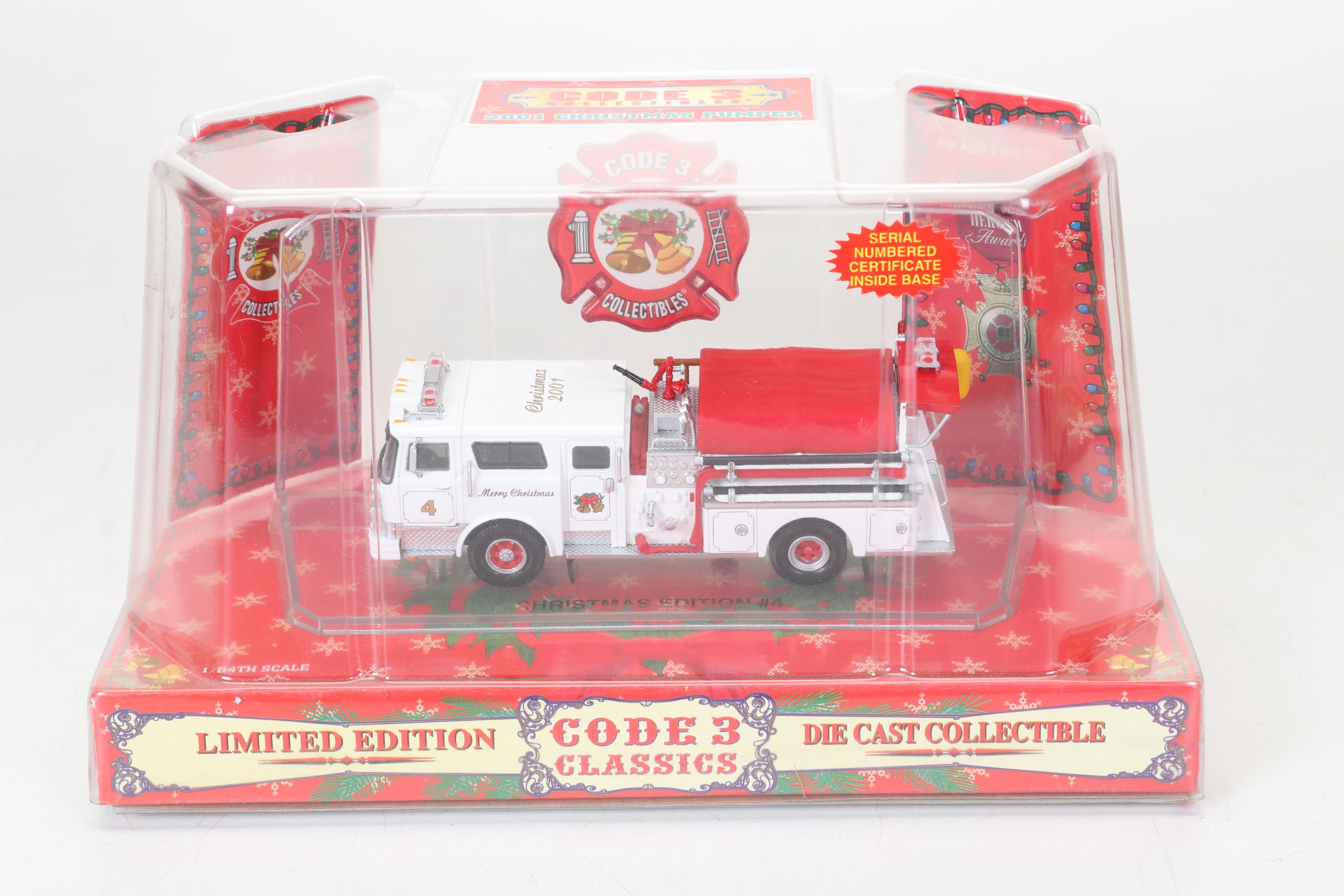 Seven Code 3 Limited Edition Die Cast 1/64 Scale Fire Trucks, 21st Century