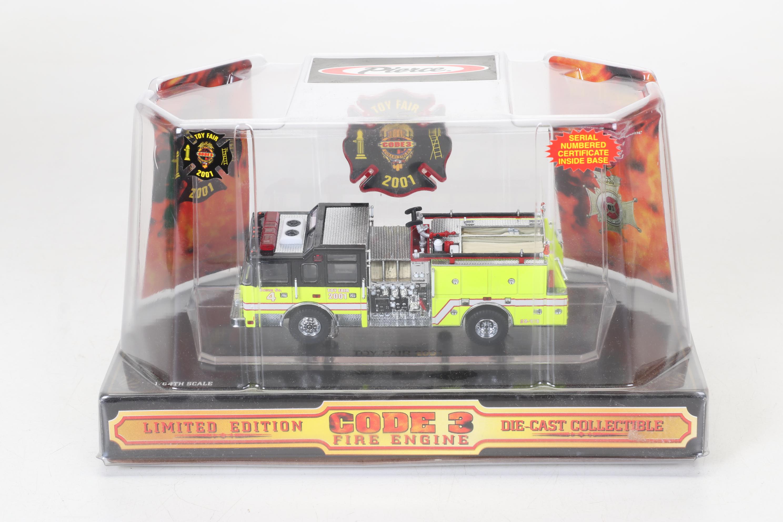 Seven Code 3 Limited Edition Die Cast 1/64 Scale Fire Trucks, 21st Century