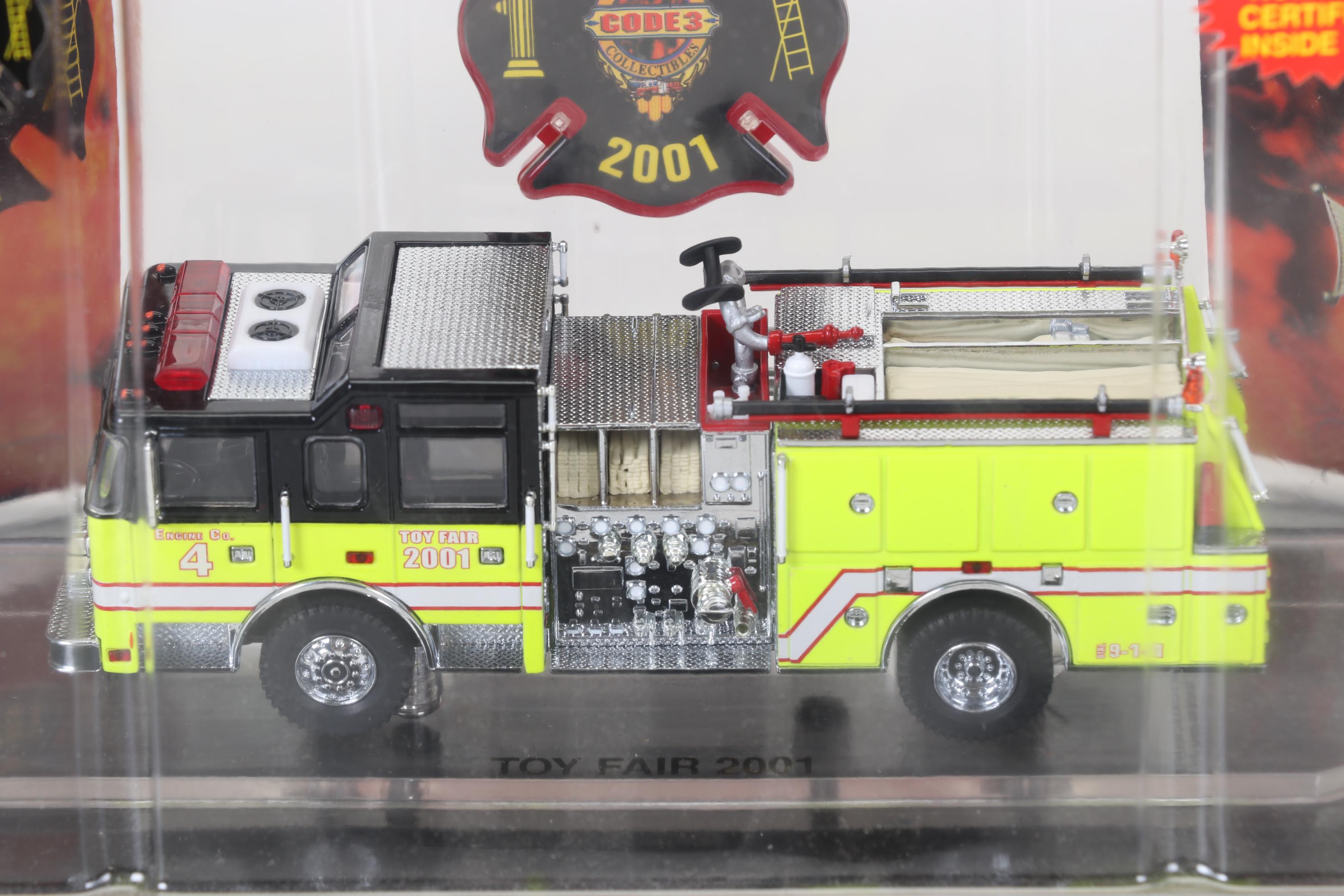 Seven Code 3 Limited Edition Die Cast 1/64 Scale Fire Trucks, 21st Century