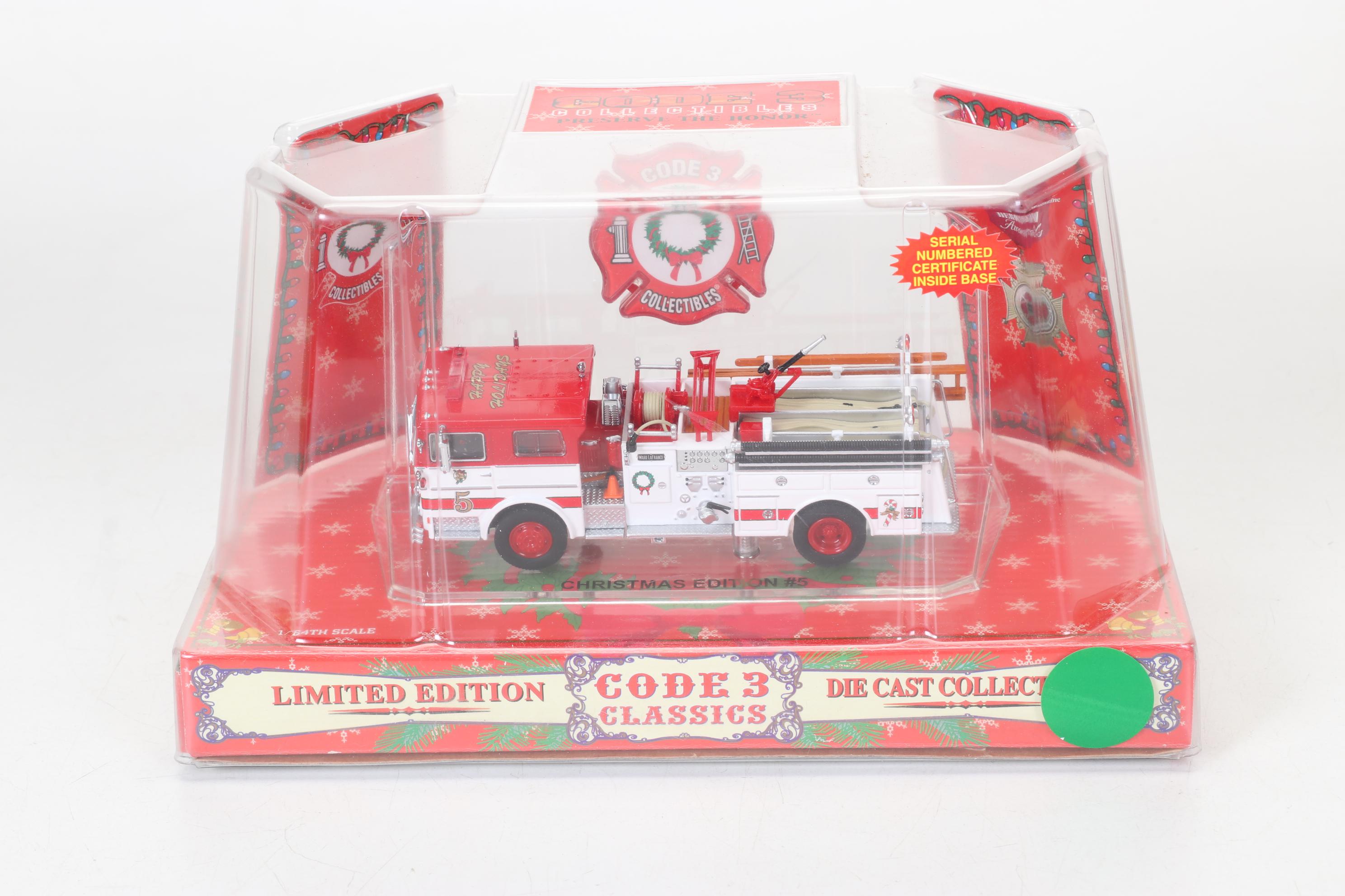 Seven Code 3 Limited Edition Die Cast 1/64 Scale Fire Trucks, 21st Century