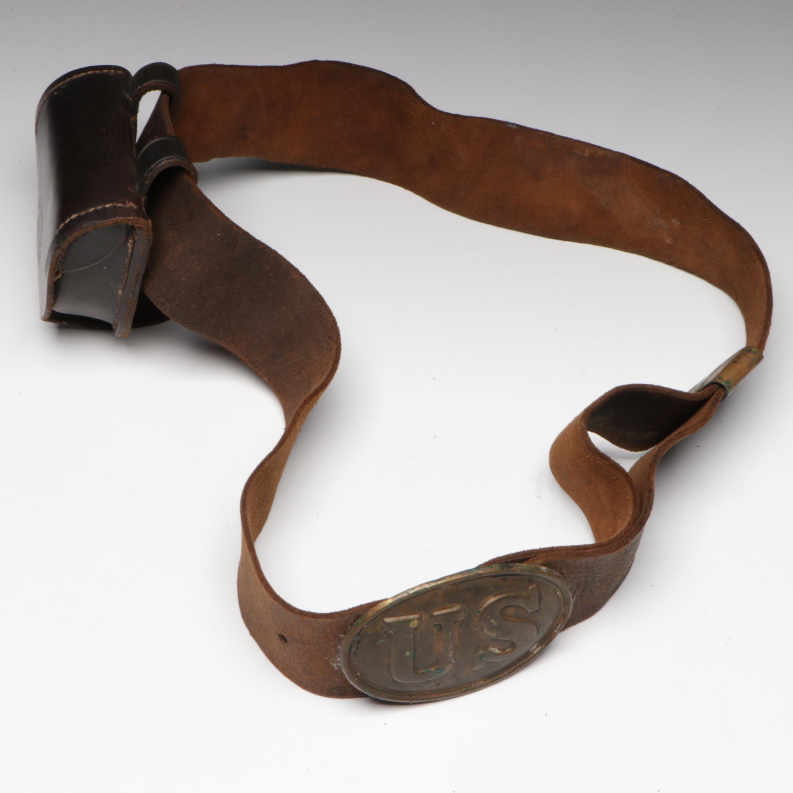 Civil War Era Watertown Arsenal Cap Box and Belt Plate with Later Cap Box