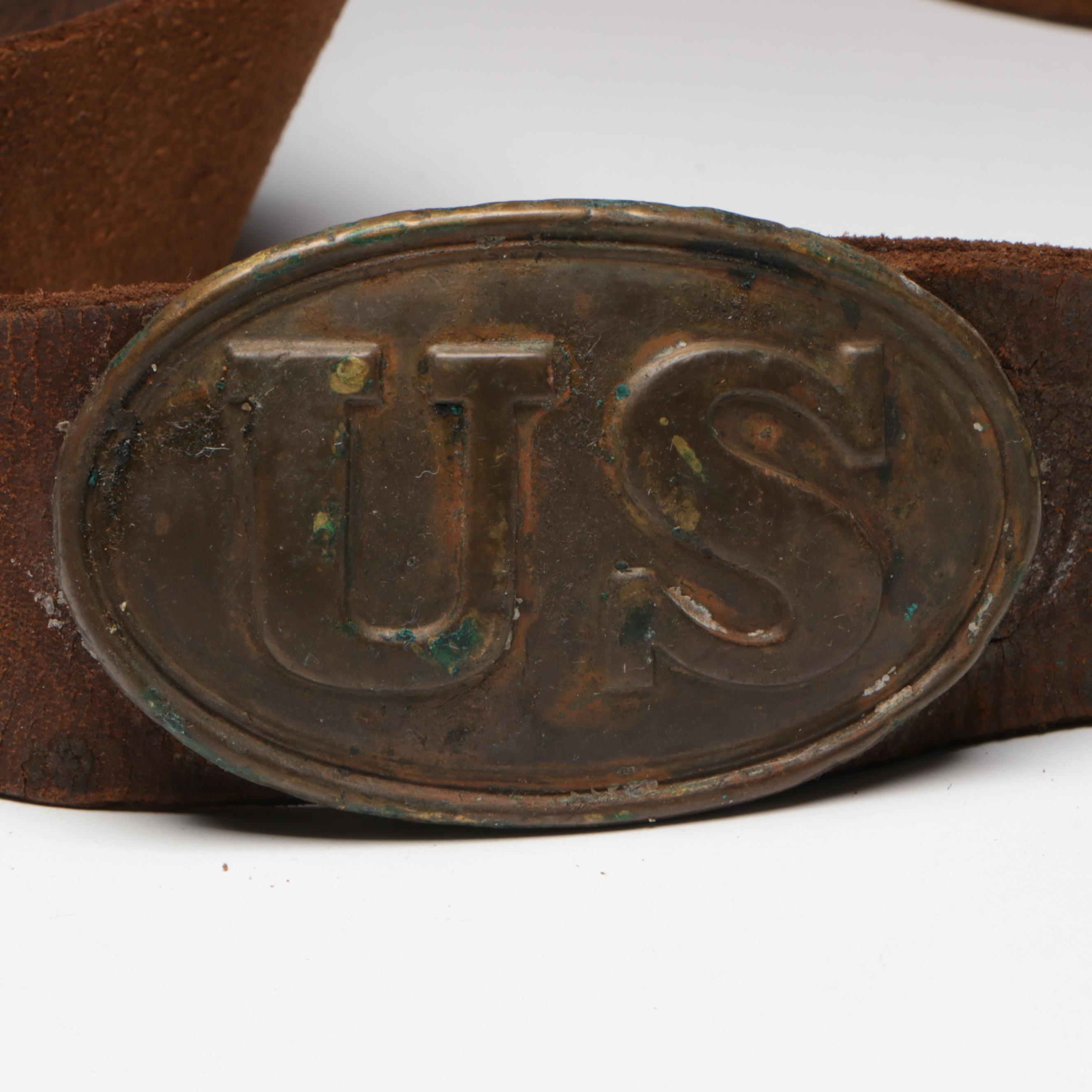 Civil War Era Watertown Arsenal Cap Box and Belt Plate with Later Cap Box