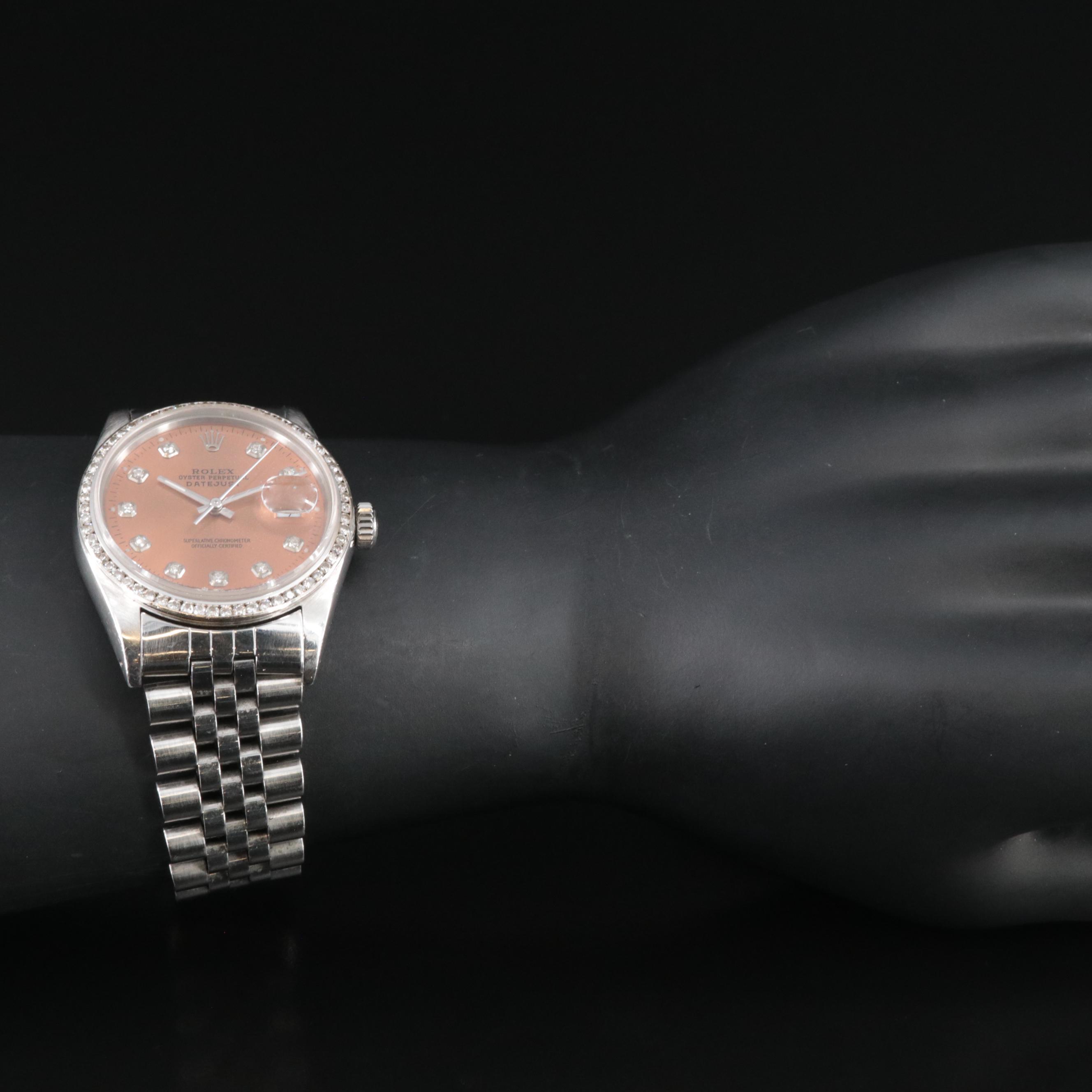 1986 Rolex Custom 1.26 CTW Diamond Dial and Bezel Datejust Watch