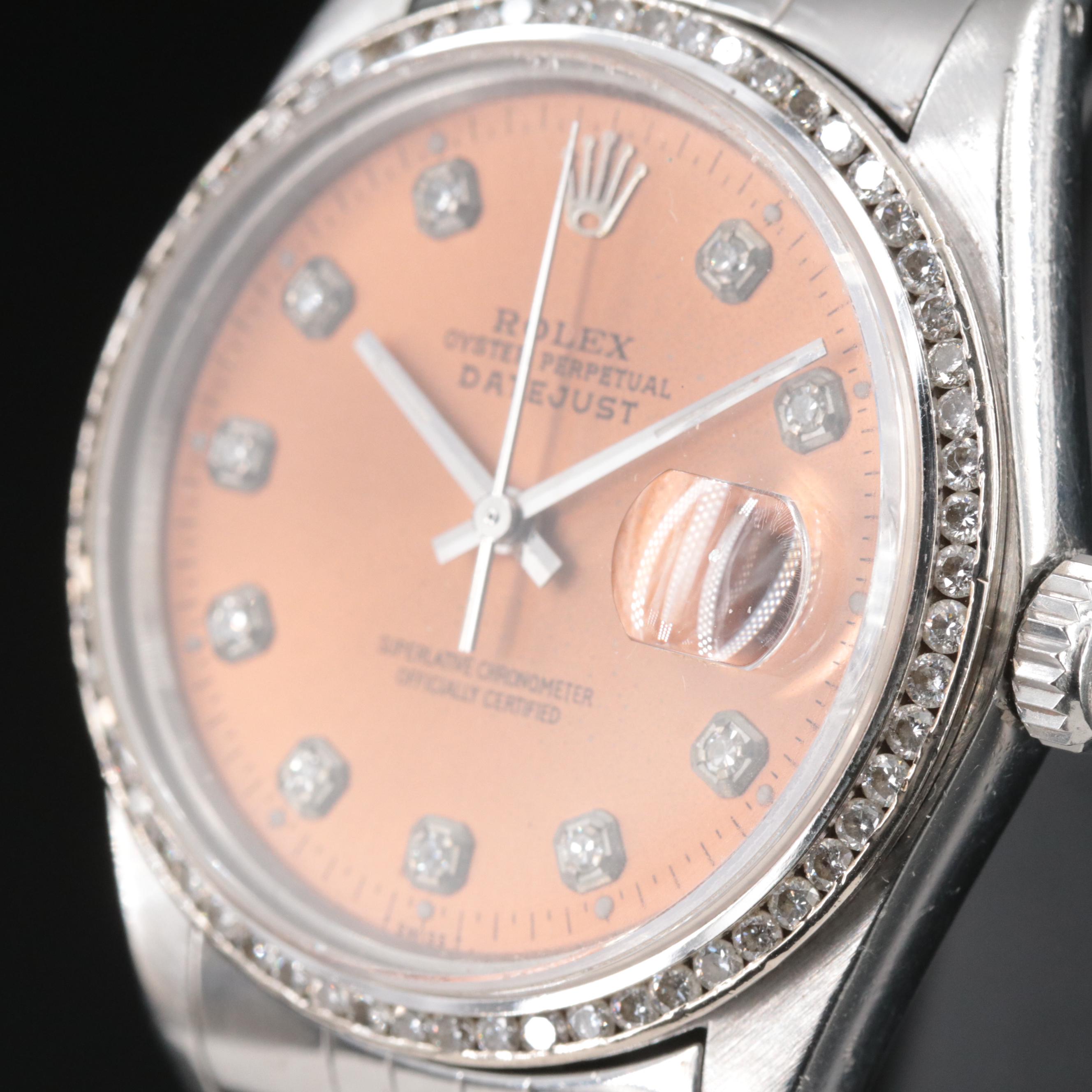 1986 Rolex Custom 1.26 CTW Diamond Dial and Bezel Datejust Watch