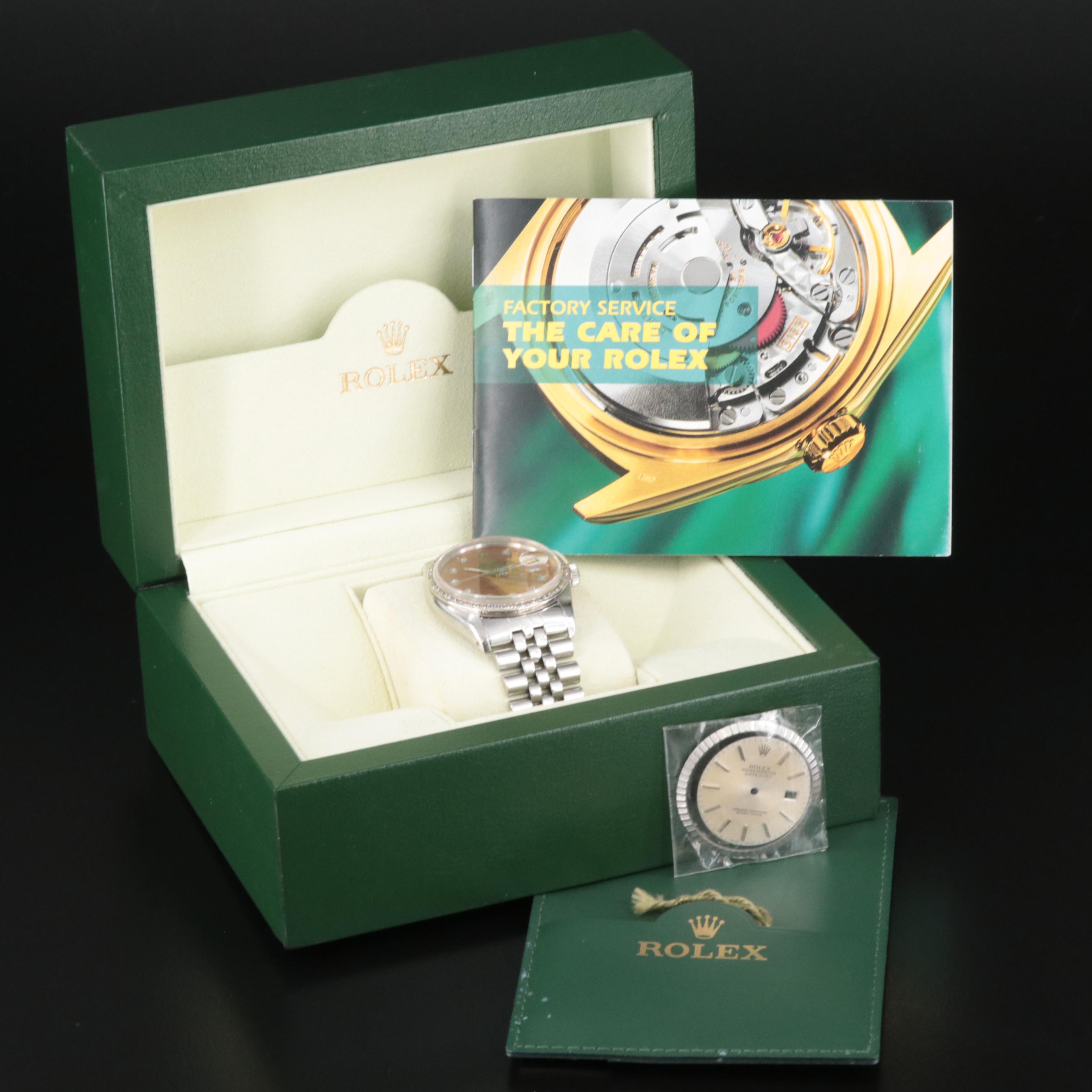 1986 Rolex Custom 1.26 CTW Diamond Dial and Bezel Datejust Watch