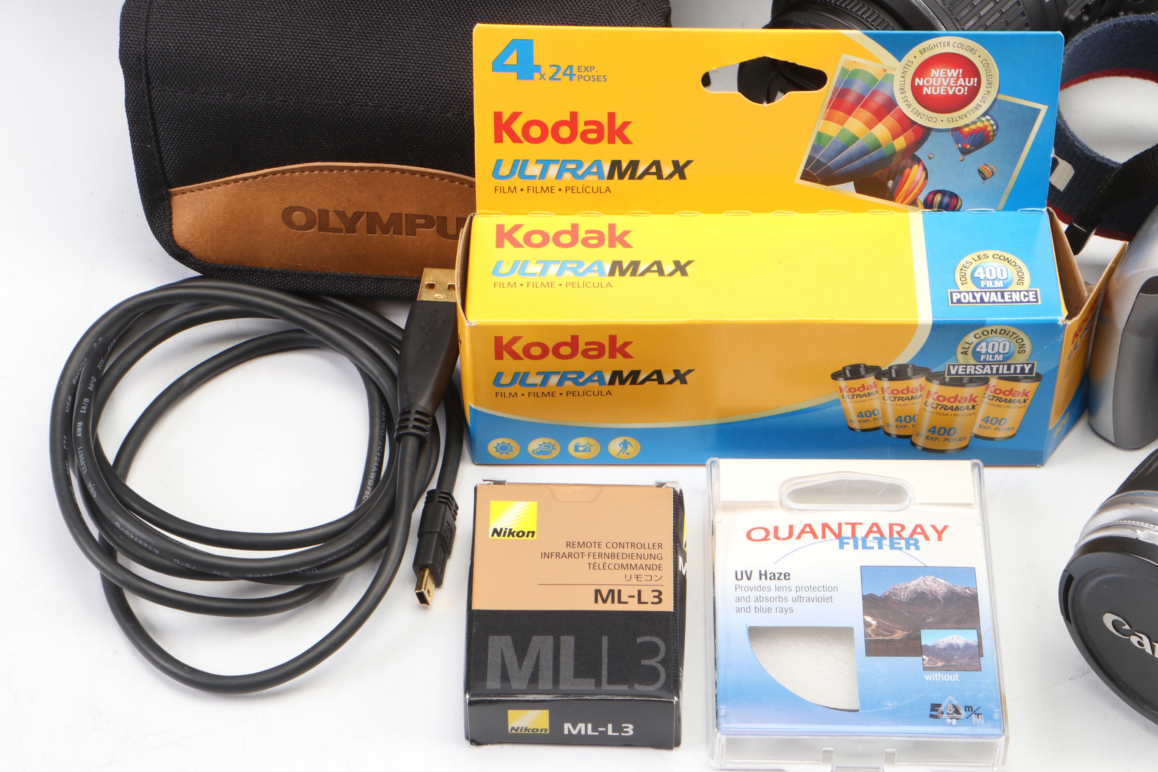 Canon EOS Rebel Ti Camera and Nikon D3100 With Accessories and Case