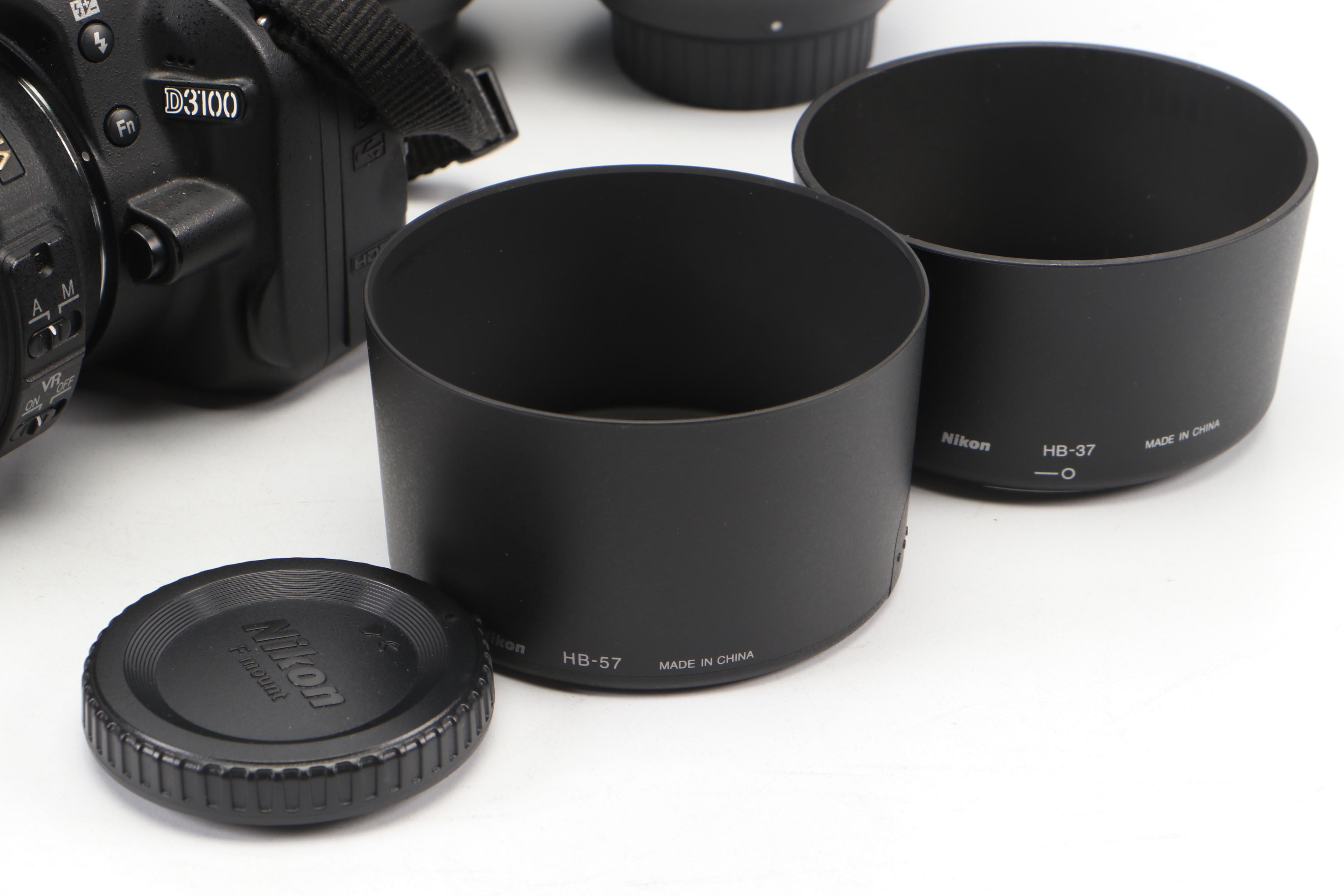 Canon EOS Rebel Ti Camera and Nikon D3100 With Accessories and Case