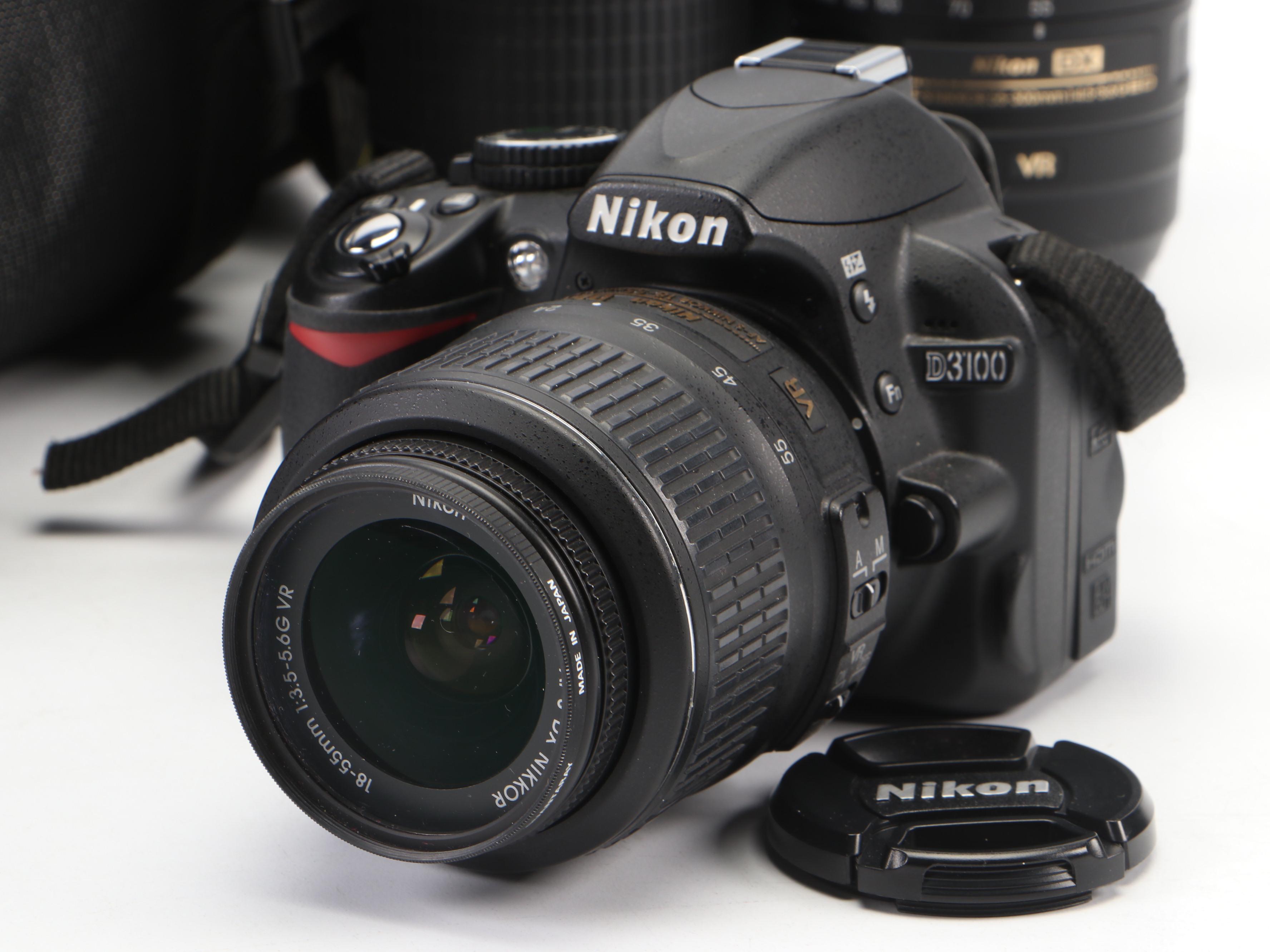 Canon EOS Rebel Ti Camera and Nikon D3100 With Accessories and Case