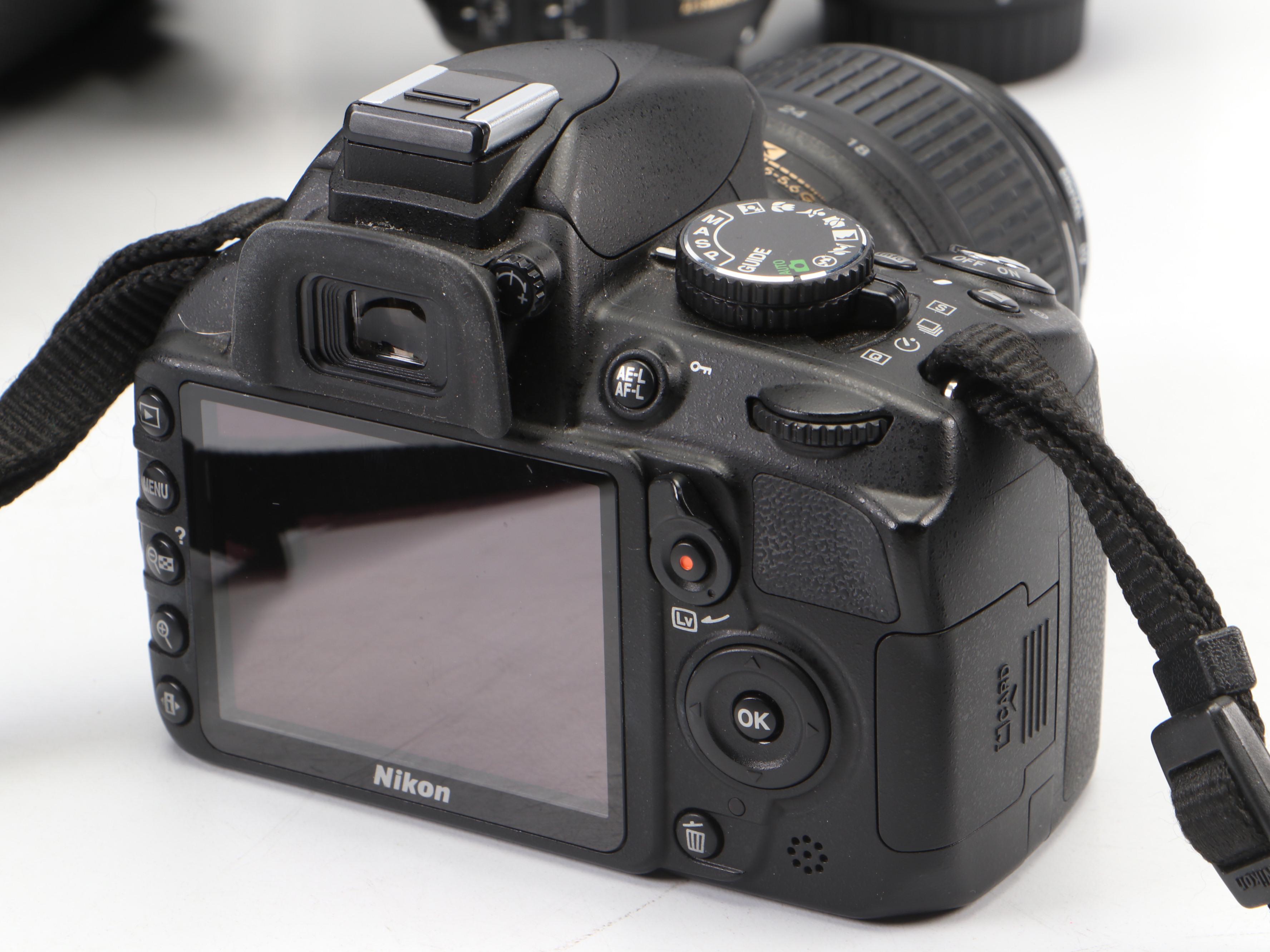 Canon EOS Rebel Ti Camera and Nikon D3100 With Accessories and Case