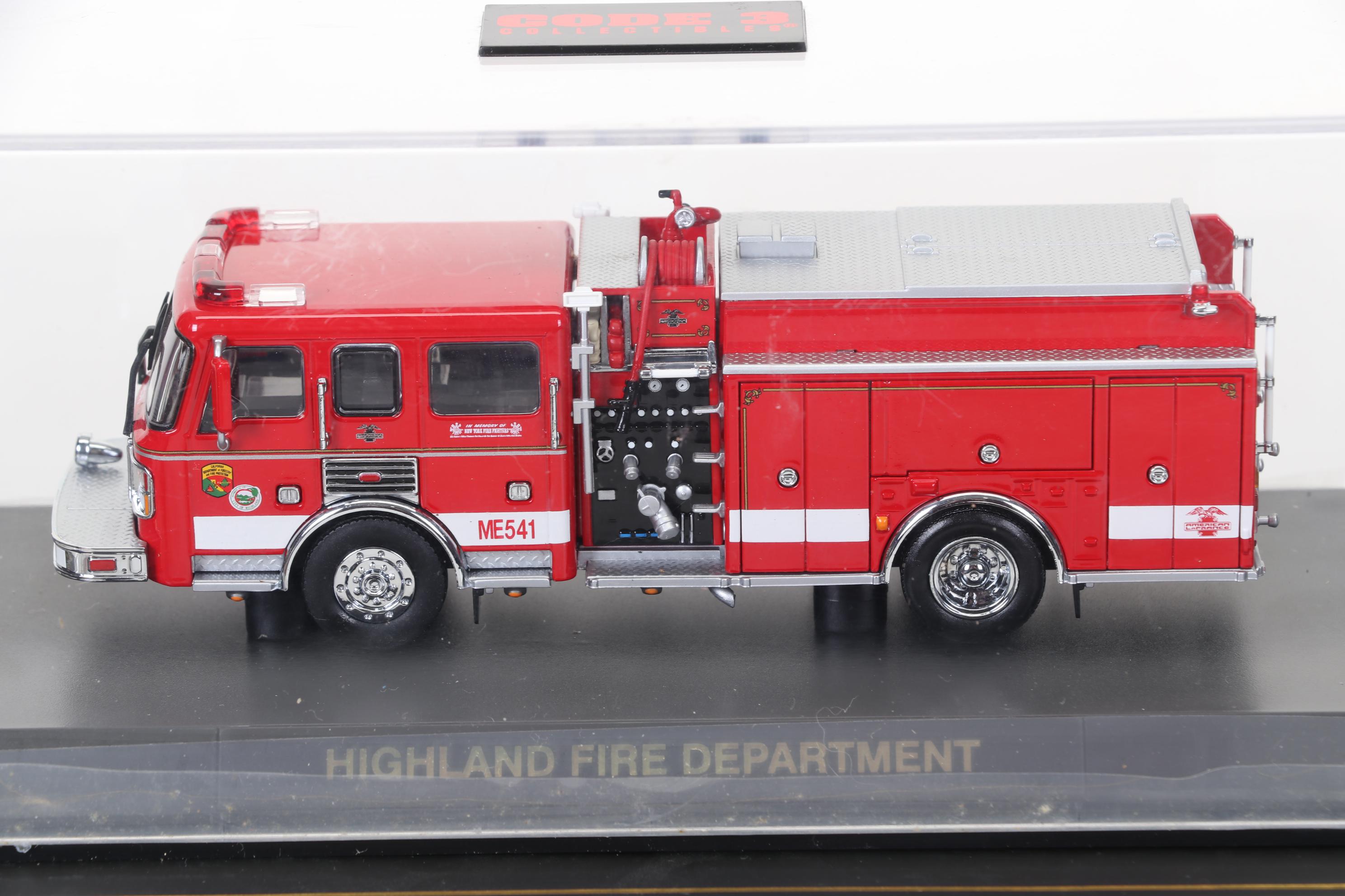 Six Code 3 Limited Edition Die Cast 1/64 Scale Fire Trucks, 21st Century