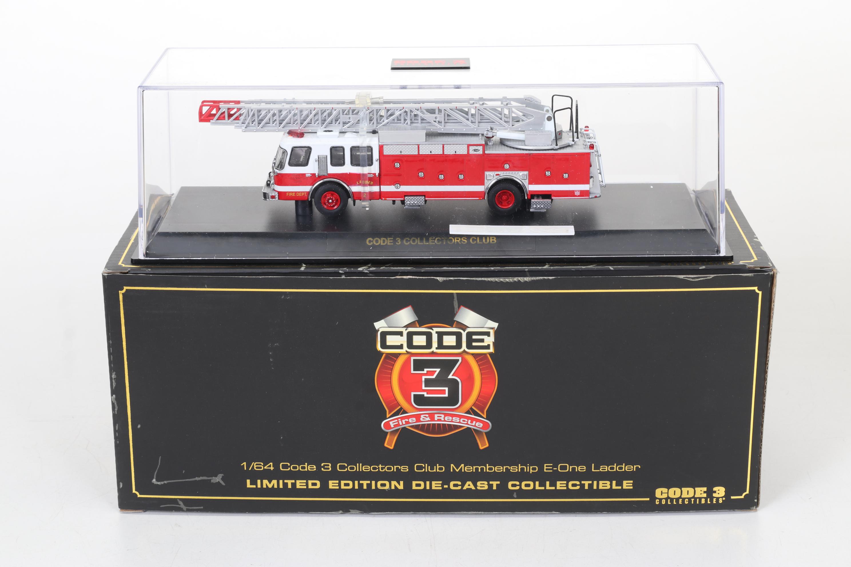 Six Code 3 Limited Edition Die Cast 1/64 Scale Fire Trucks, 21st Century