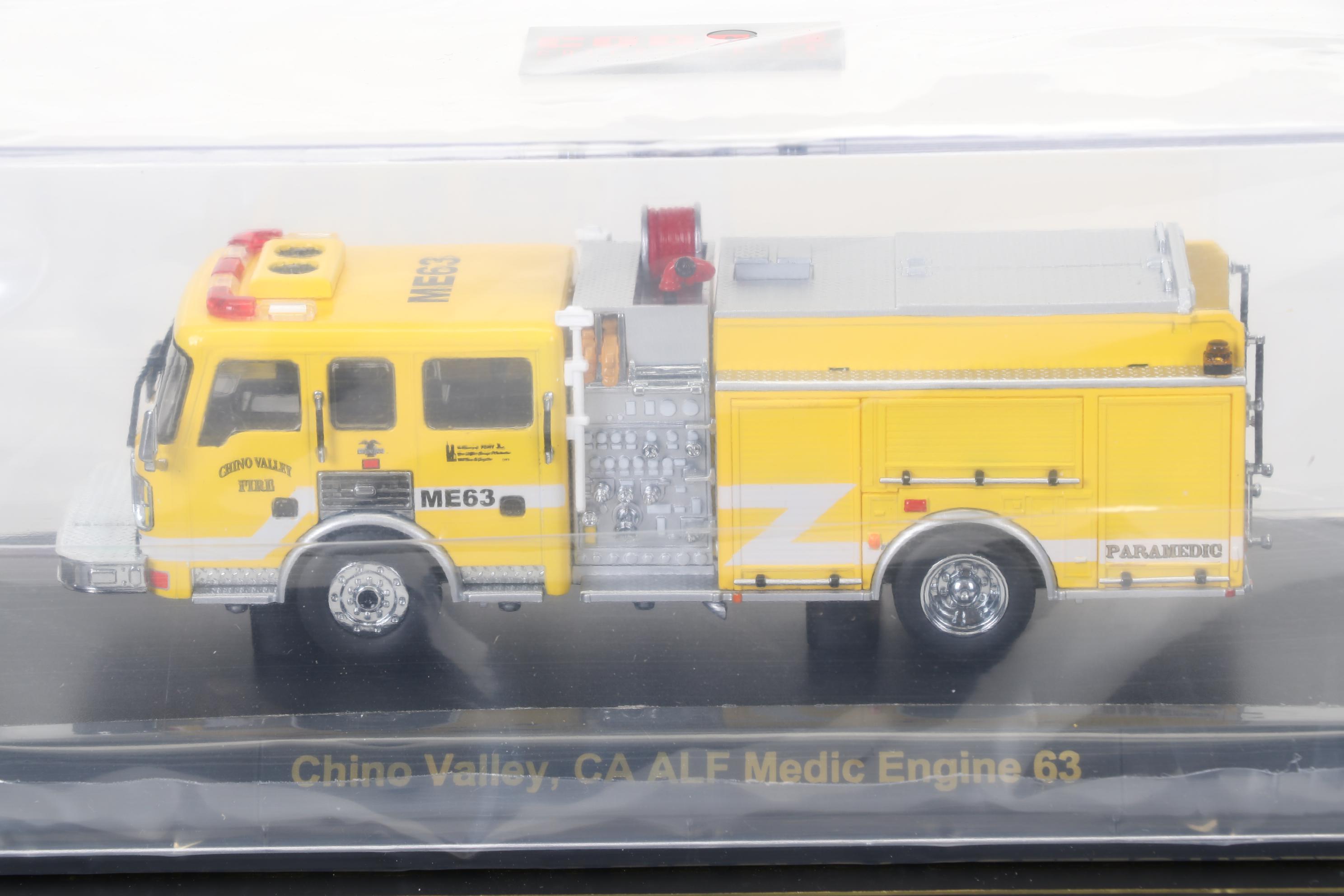 Six Code 3 Limited Edition Die Cast 1/64 Scale Fire Trucks, 21st Century