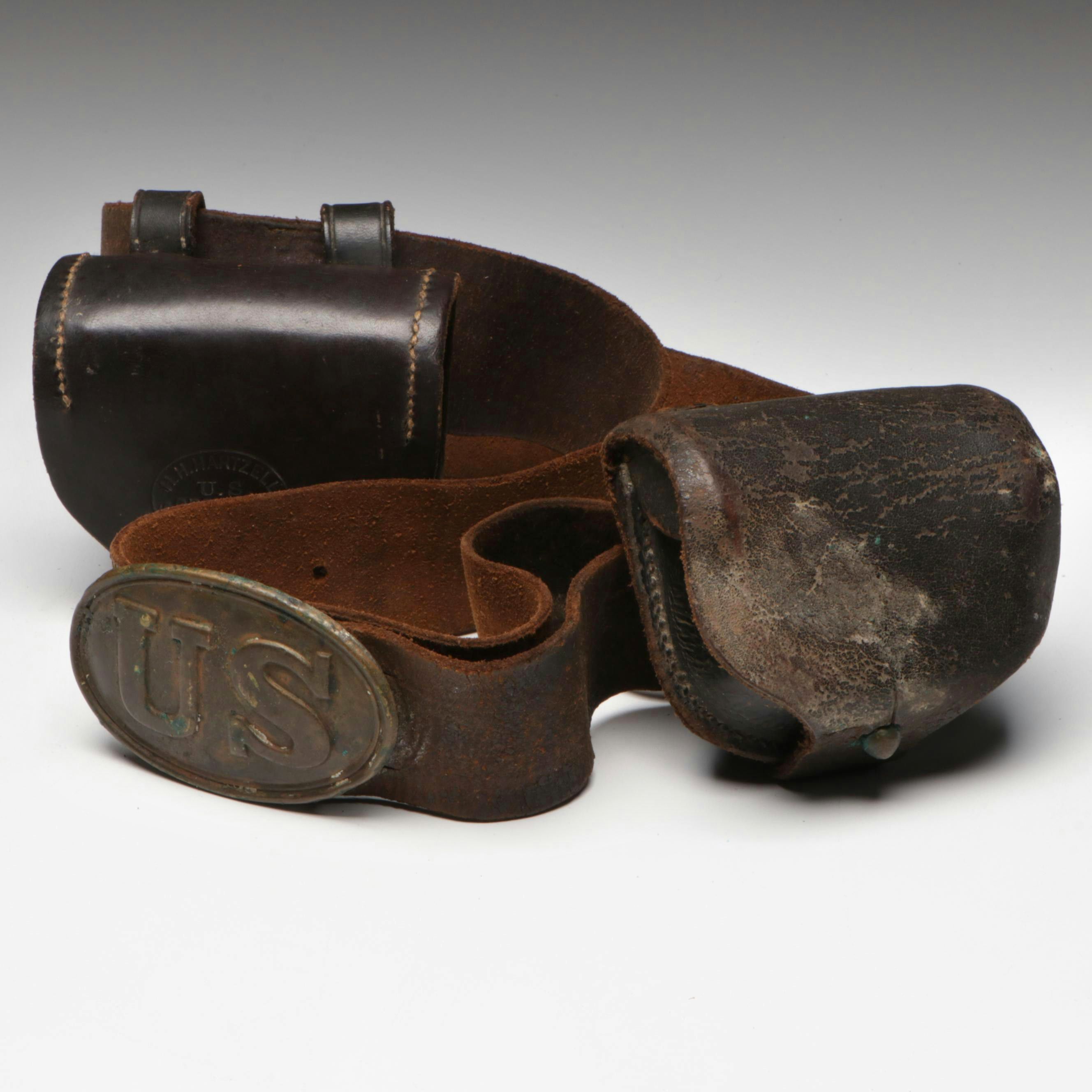 Civil War Era Watertown Arsenal Cap Box and Belt Plate with Later Cap Box