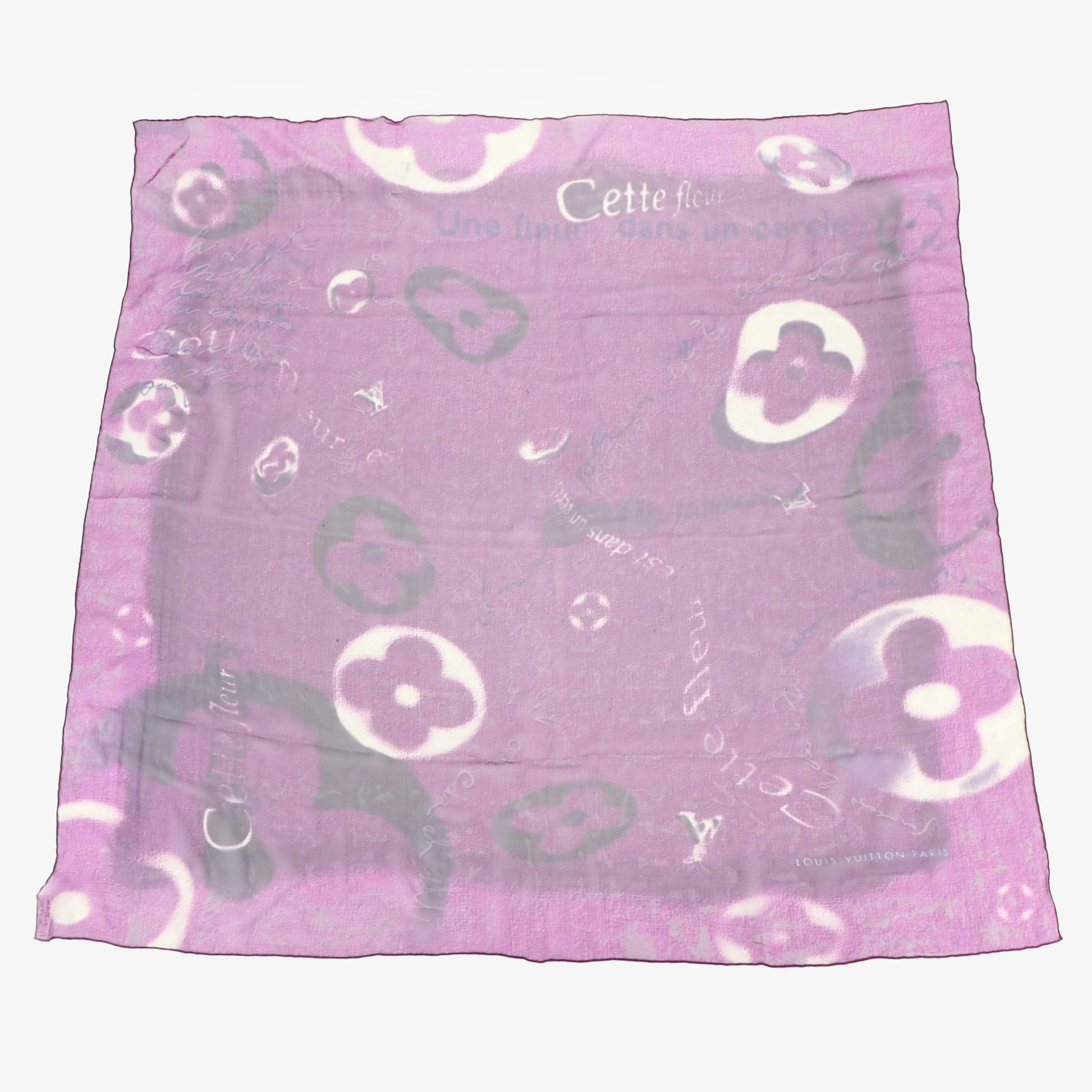 Louis Vuitton Flower Monogram Print Scarf in Purple Silk Chiffon