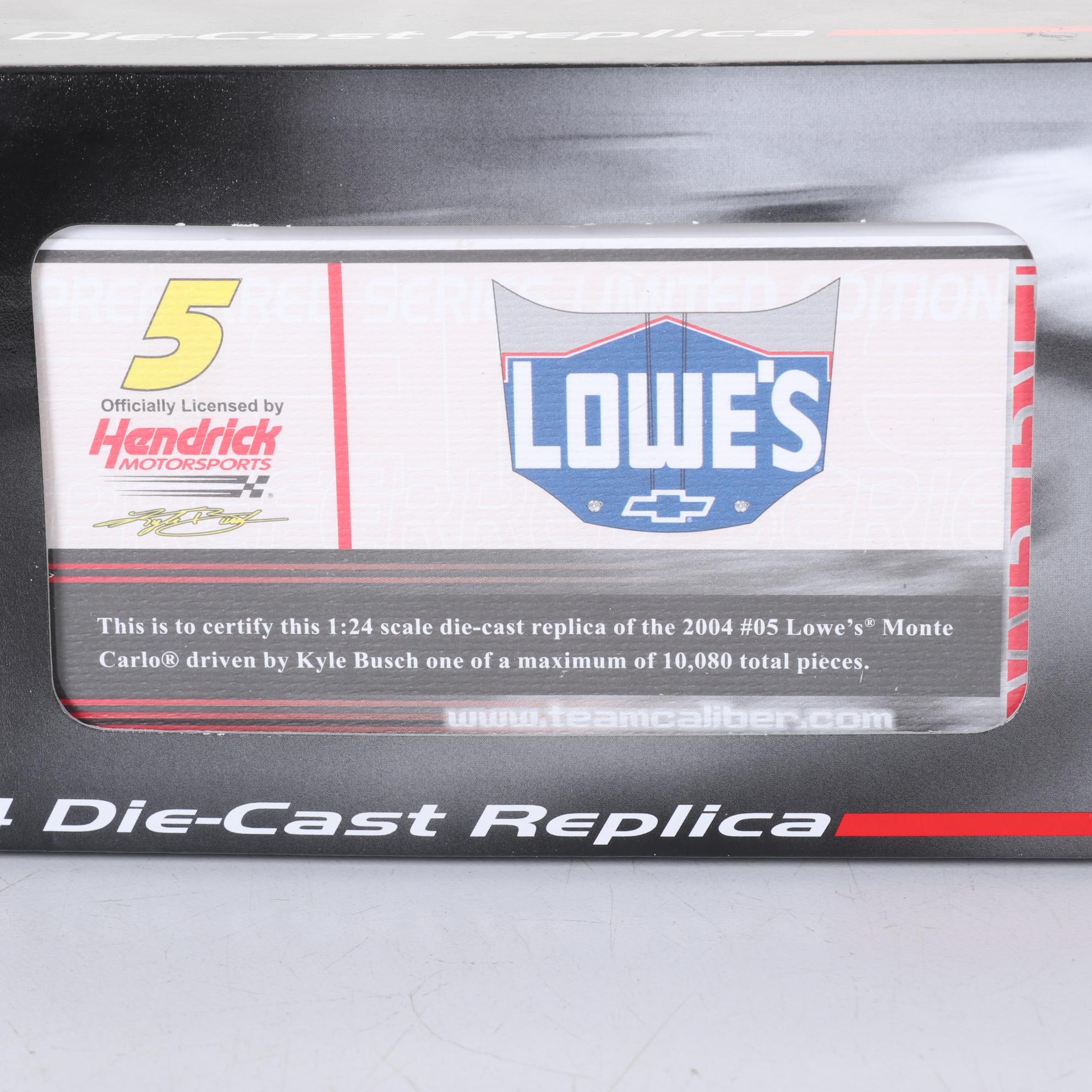 Three 1:24 Scale Die Cast NASCAR Cars Including Kyle Busch Autograph