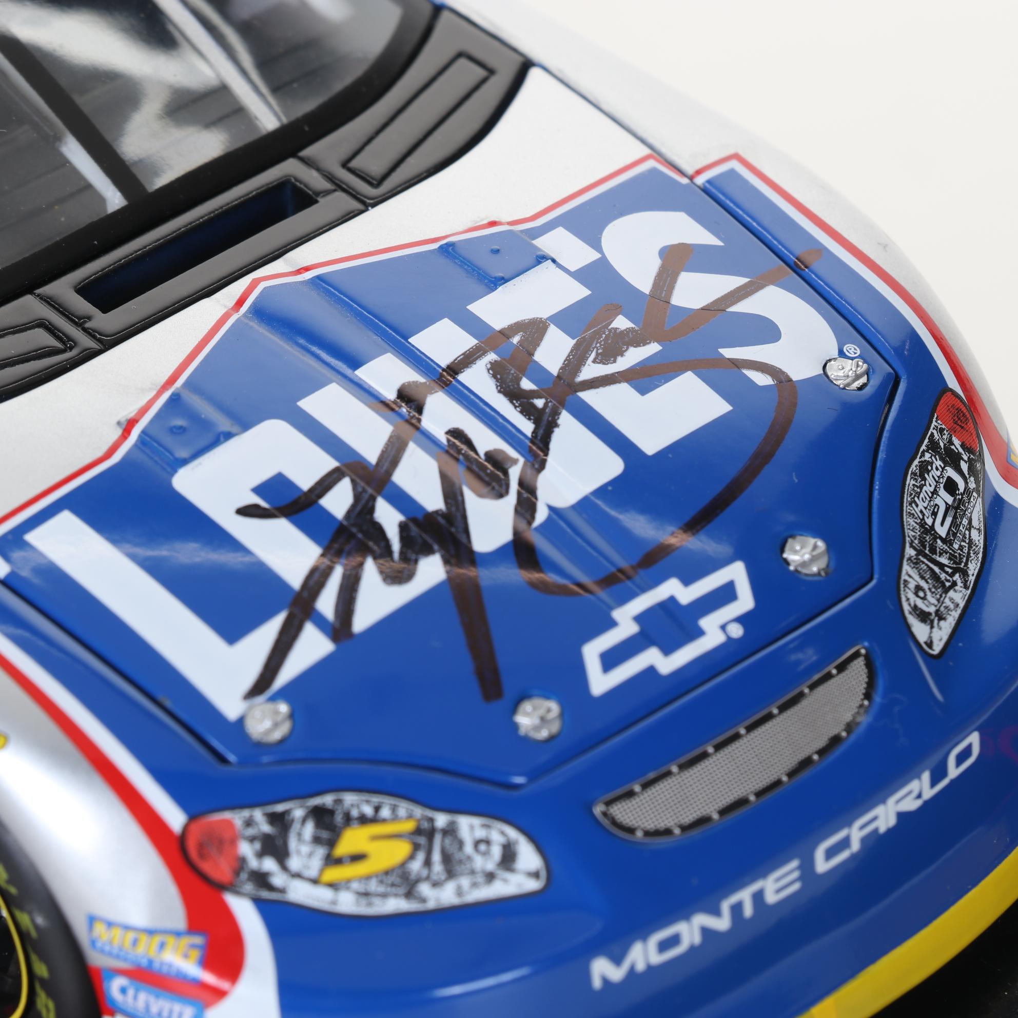 Three 1:24 Scale Die Cast NASCAR Cars Including Kyle Busch Autograph