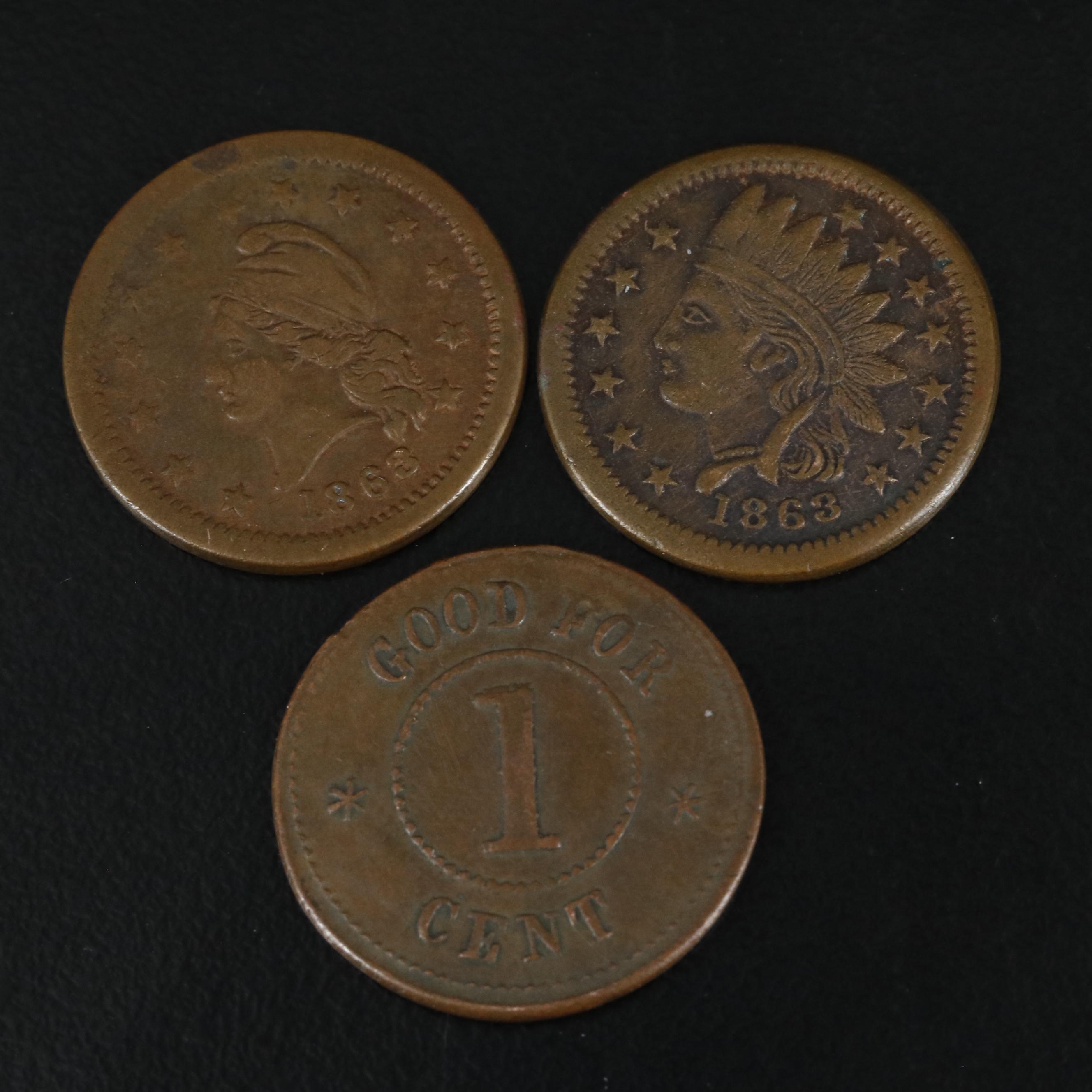 Three Civil War Era Tokens