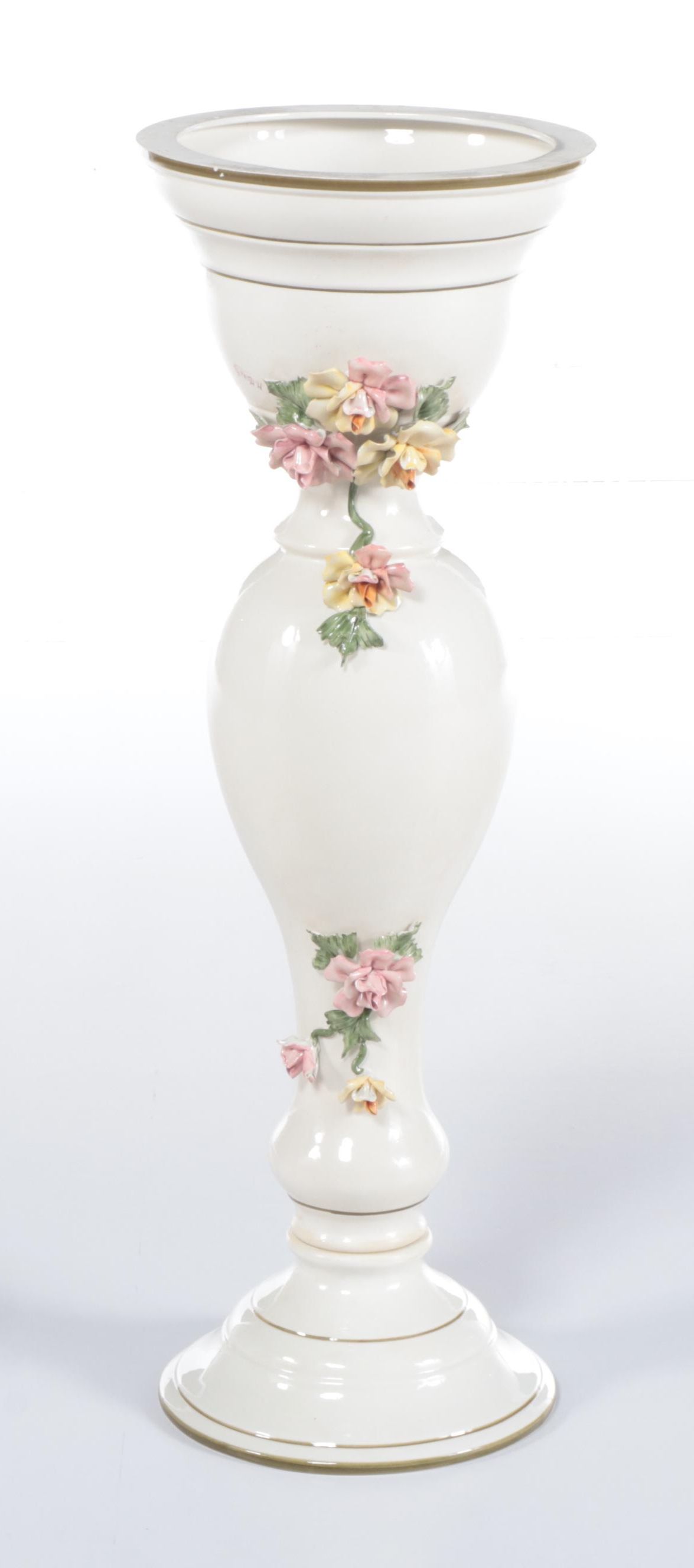 Italian Capodimonte Hand-Painted Porcelain Plant Stand