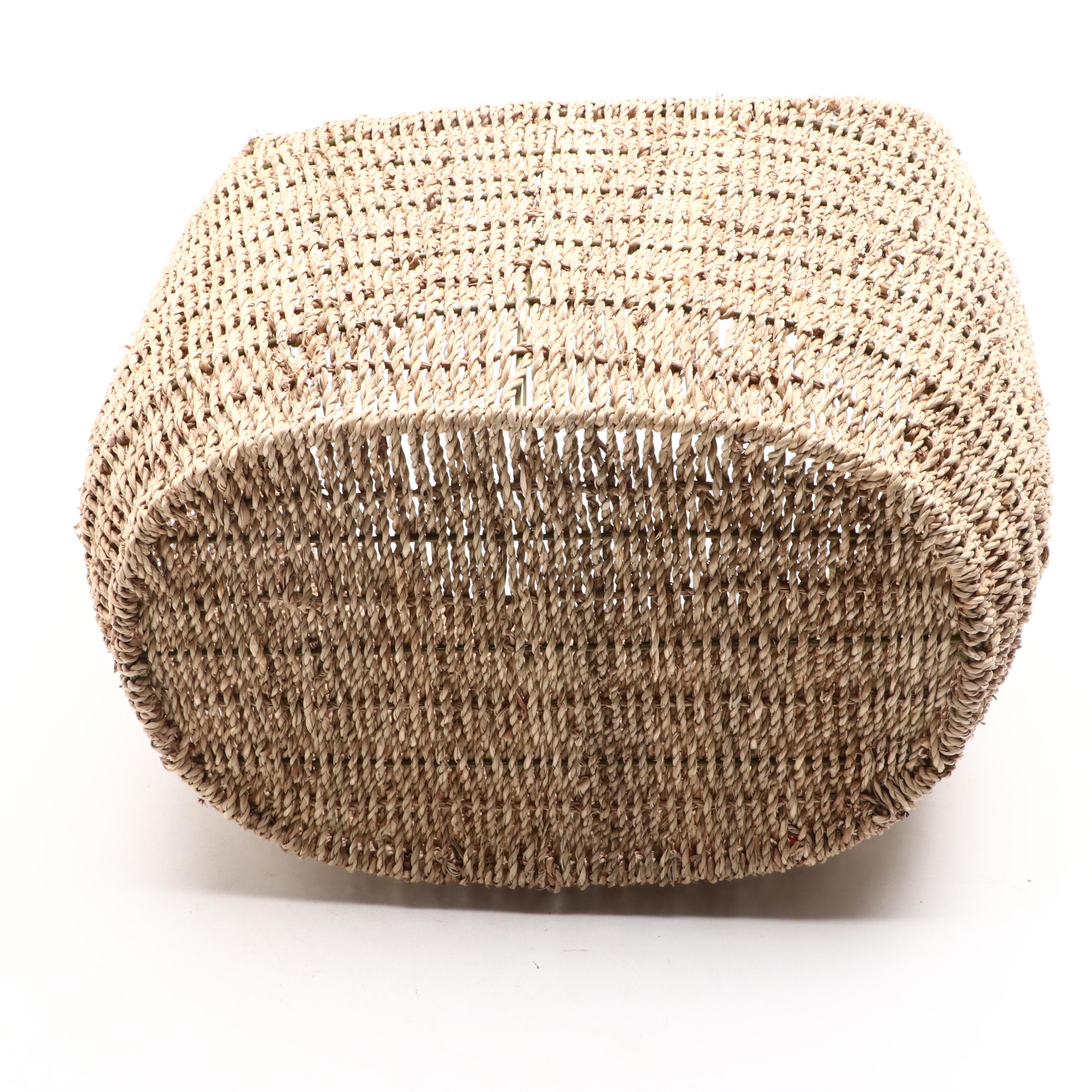 Woven Seagrass Basket with Wood Handle