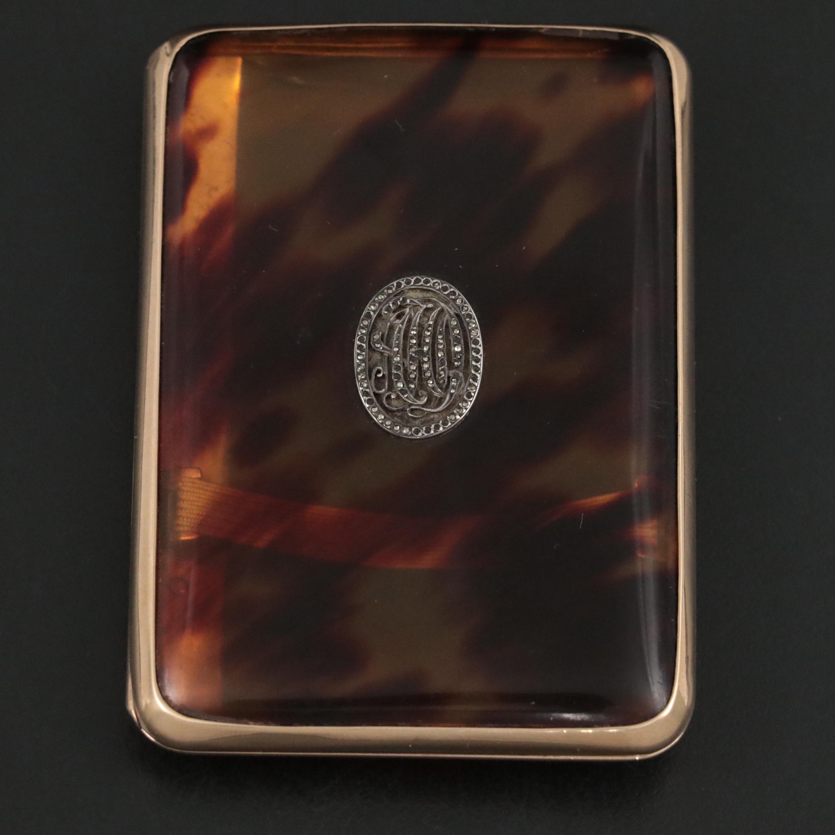 Asprey and Co. (London) Tortoise Shell and 9K Yellow Gold Cigarette Case