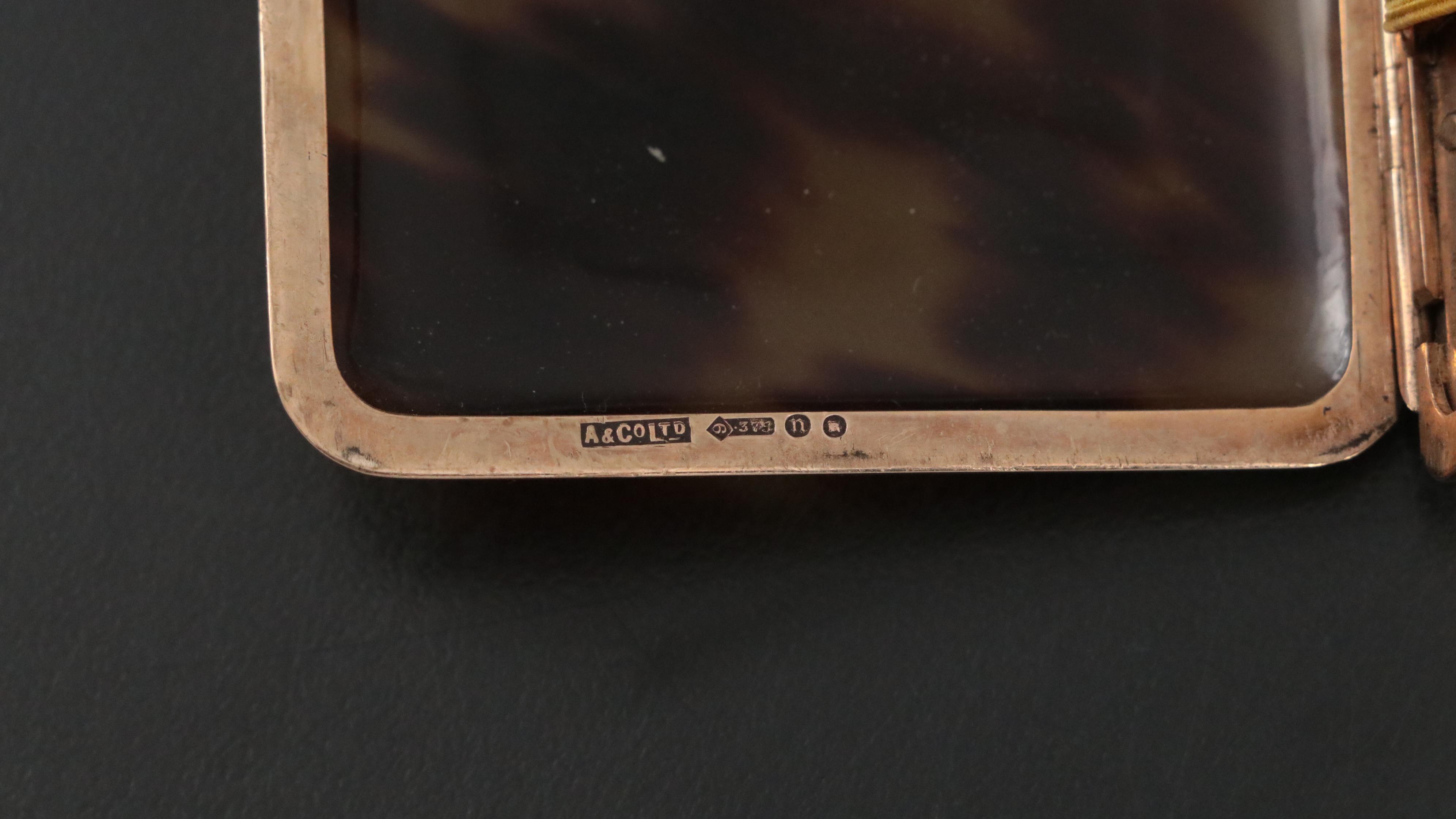 Asprey and Co. (London) Tortoise Shell and 9K Yellow Gold Cigarette Case