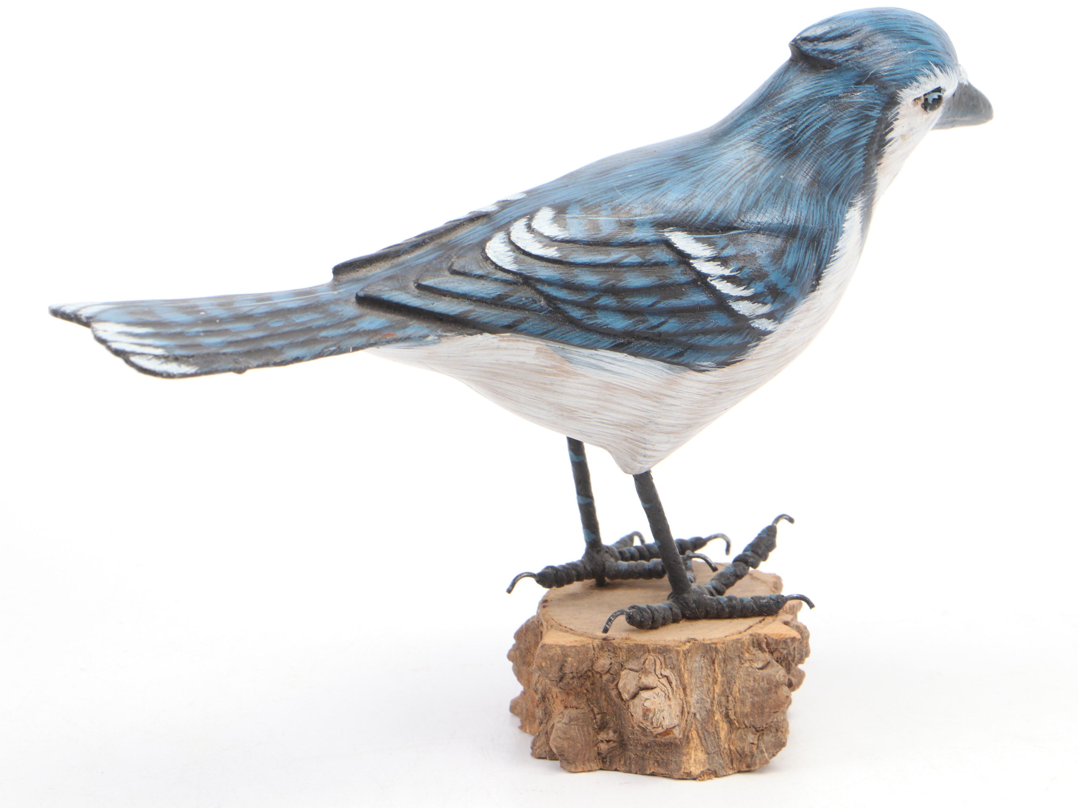 Hand-Crafted Blue Jay, Robin and Cardinal Bird Figurines