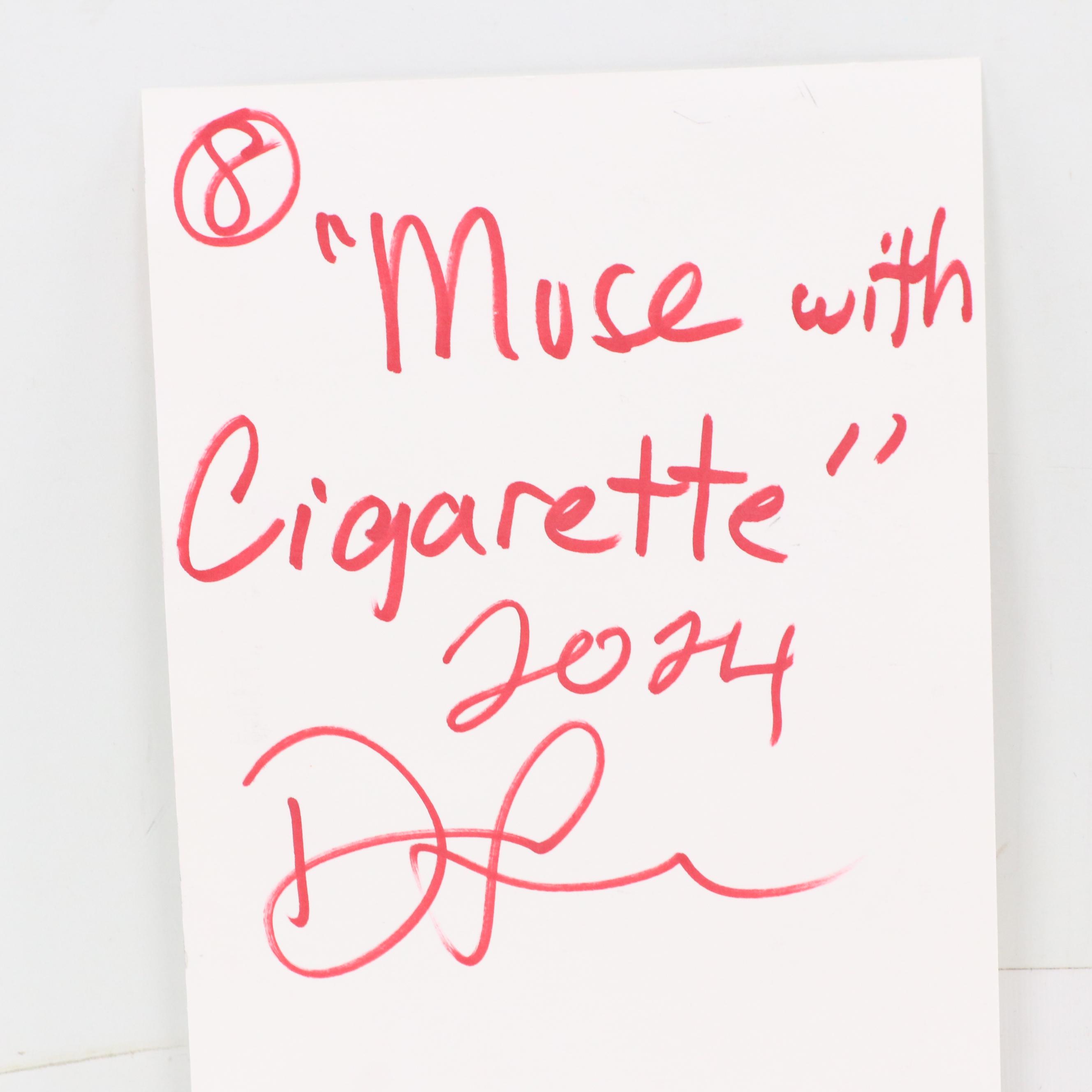 Dan Sabau Watercolor Painting "Muse with Cigarette," 2024