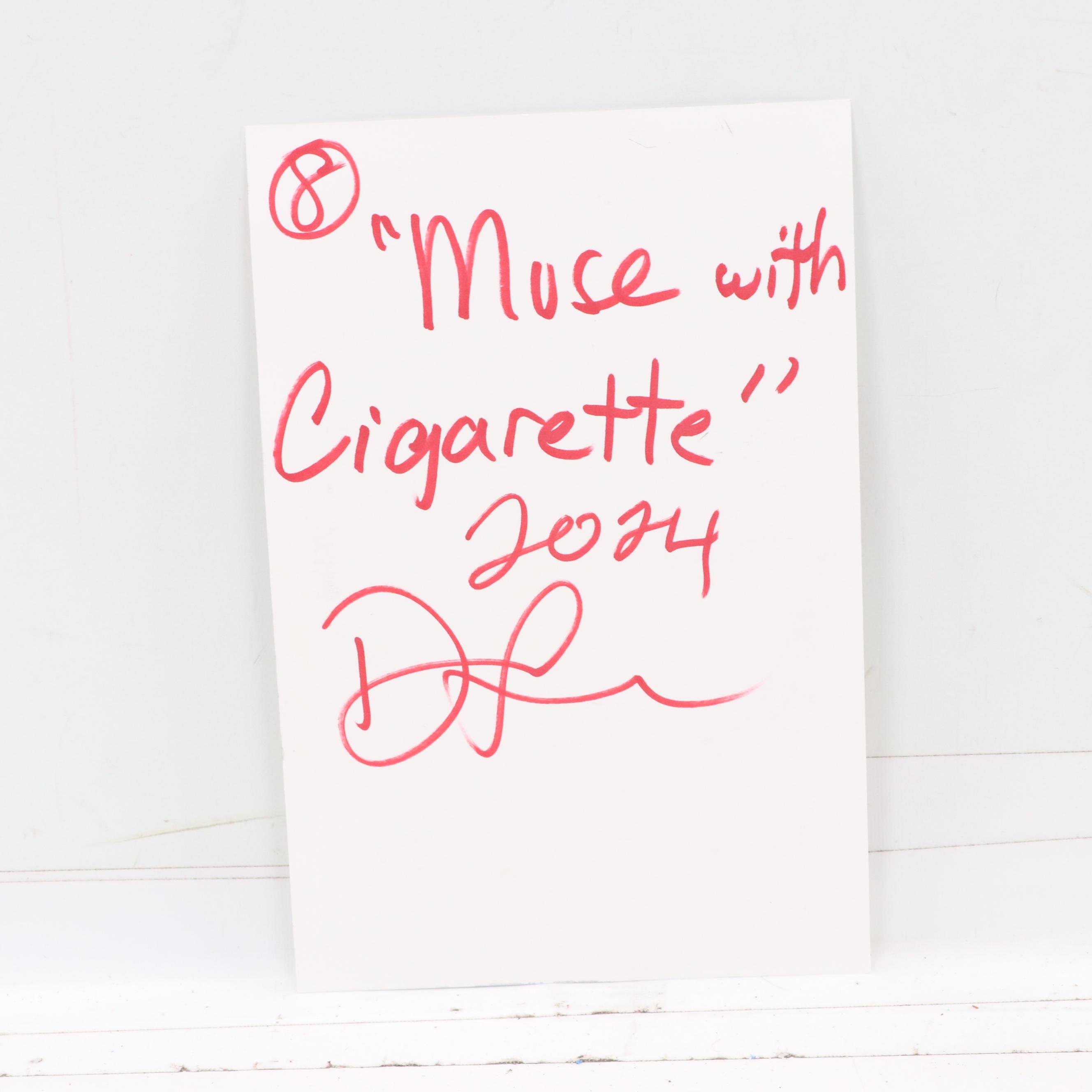 Dan Sabau Watercolor Painting "Muse with Cigarette," 2024