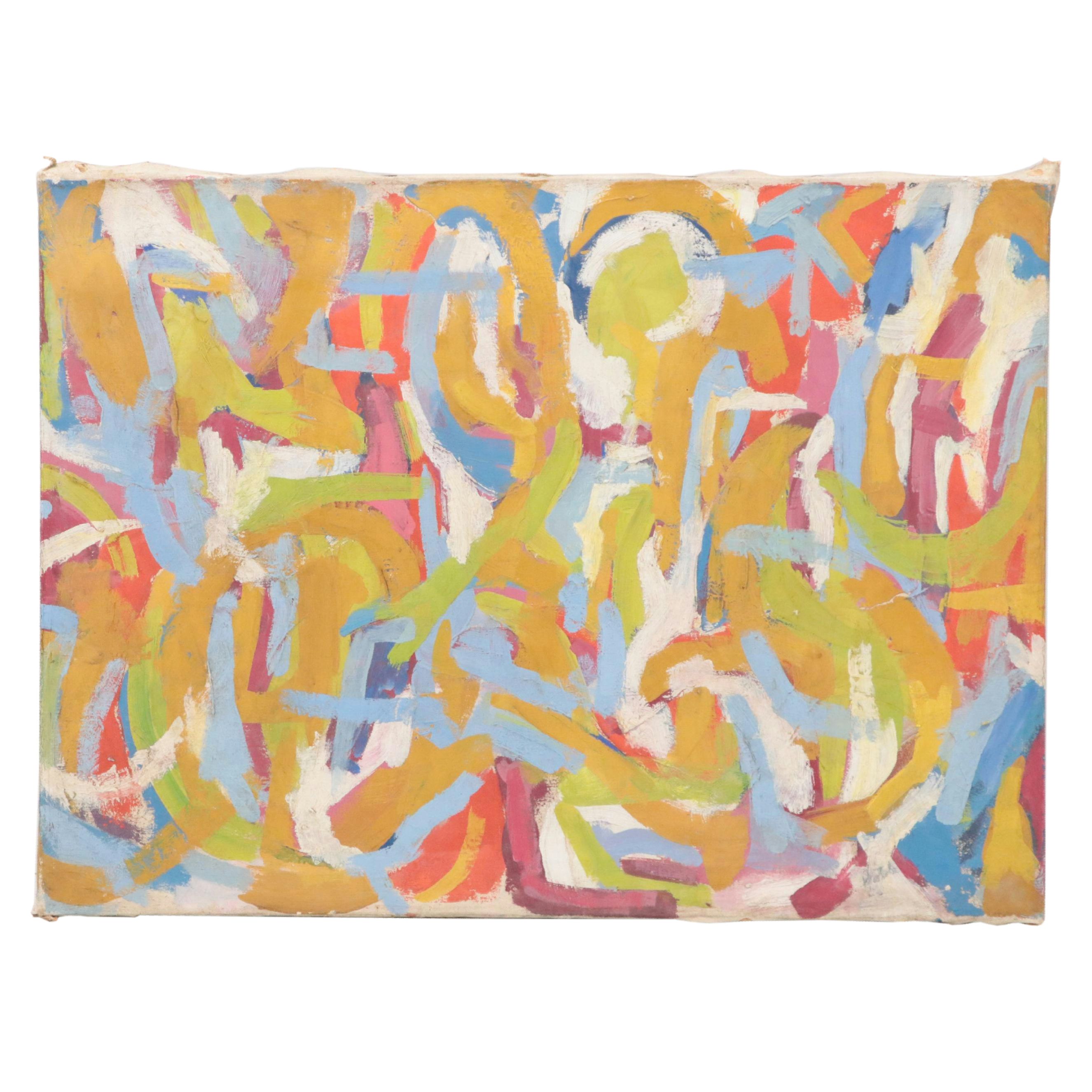 Abstract Non-Objective Oil Painting, Mid to Late 20th Century