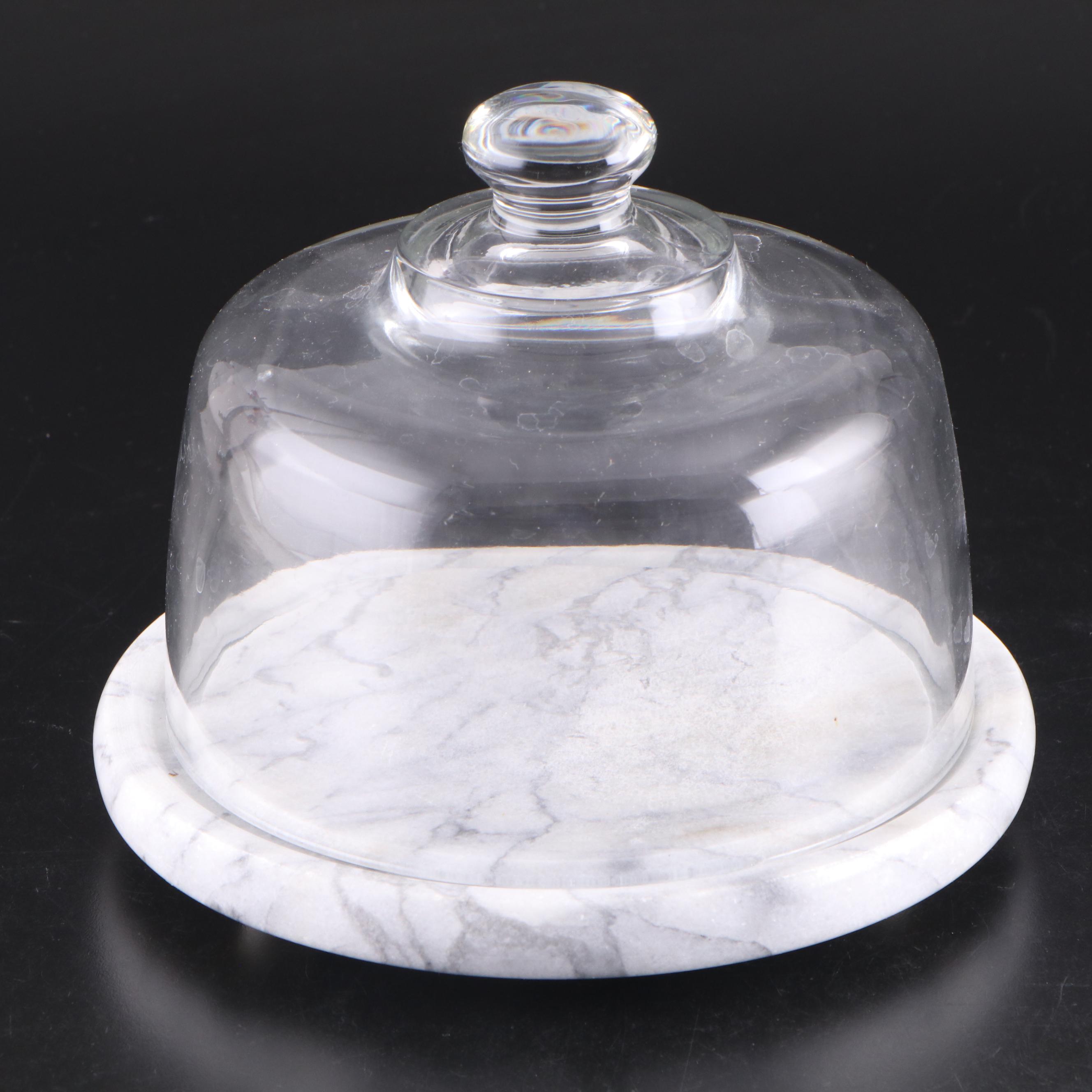 Rastal Pokal Glasses with Marble and Glass Cheese Dome with Marble Base