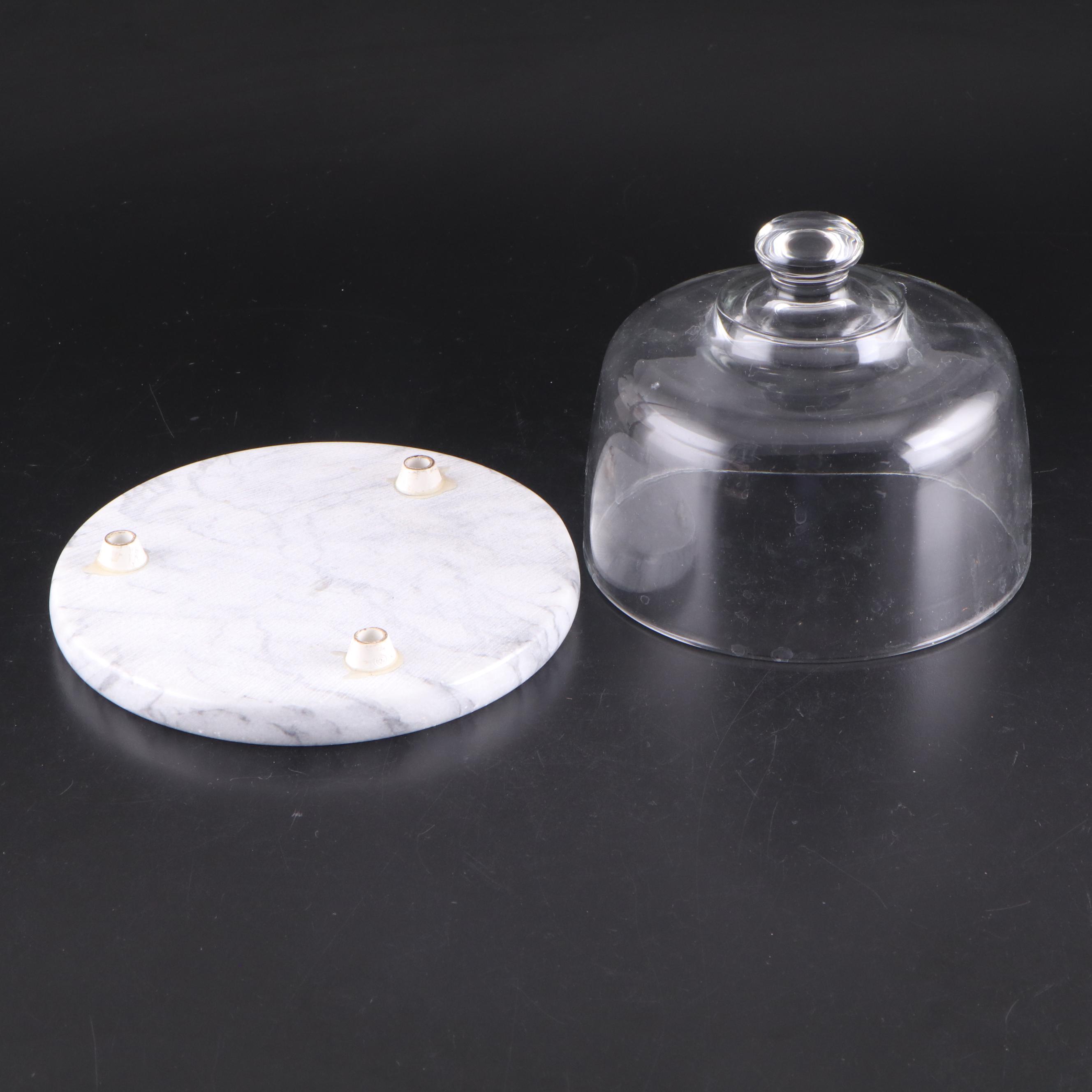 Rastal Pokal Glasses with Marble and Glass Cheese Dome with Marble Base