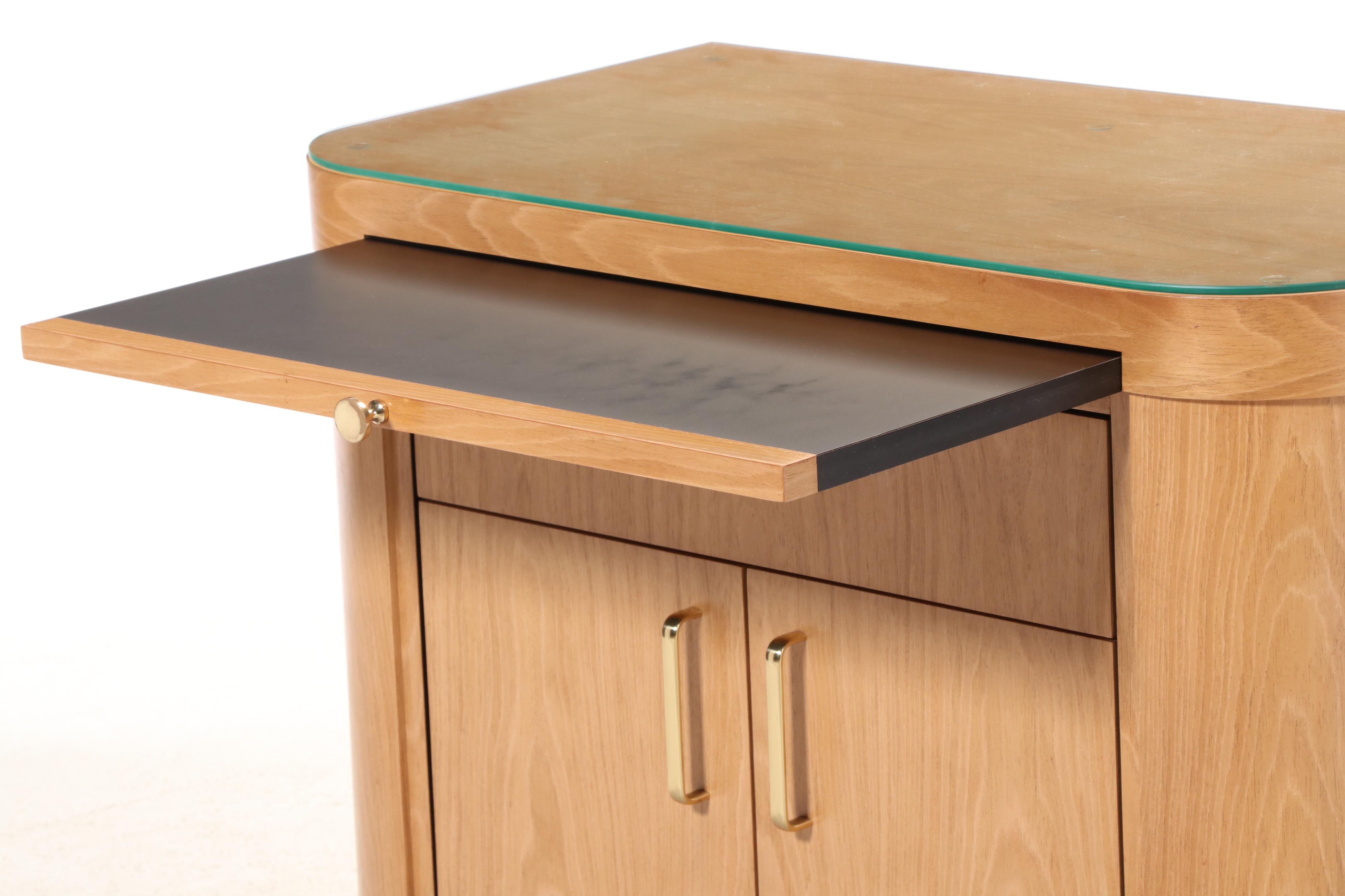 Ash Single-Drawer Side Cabinet with Black Laminate Slide