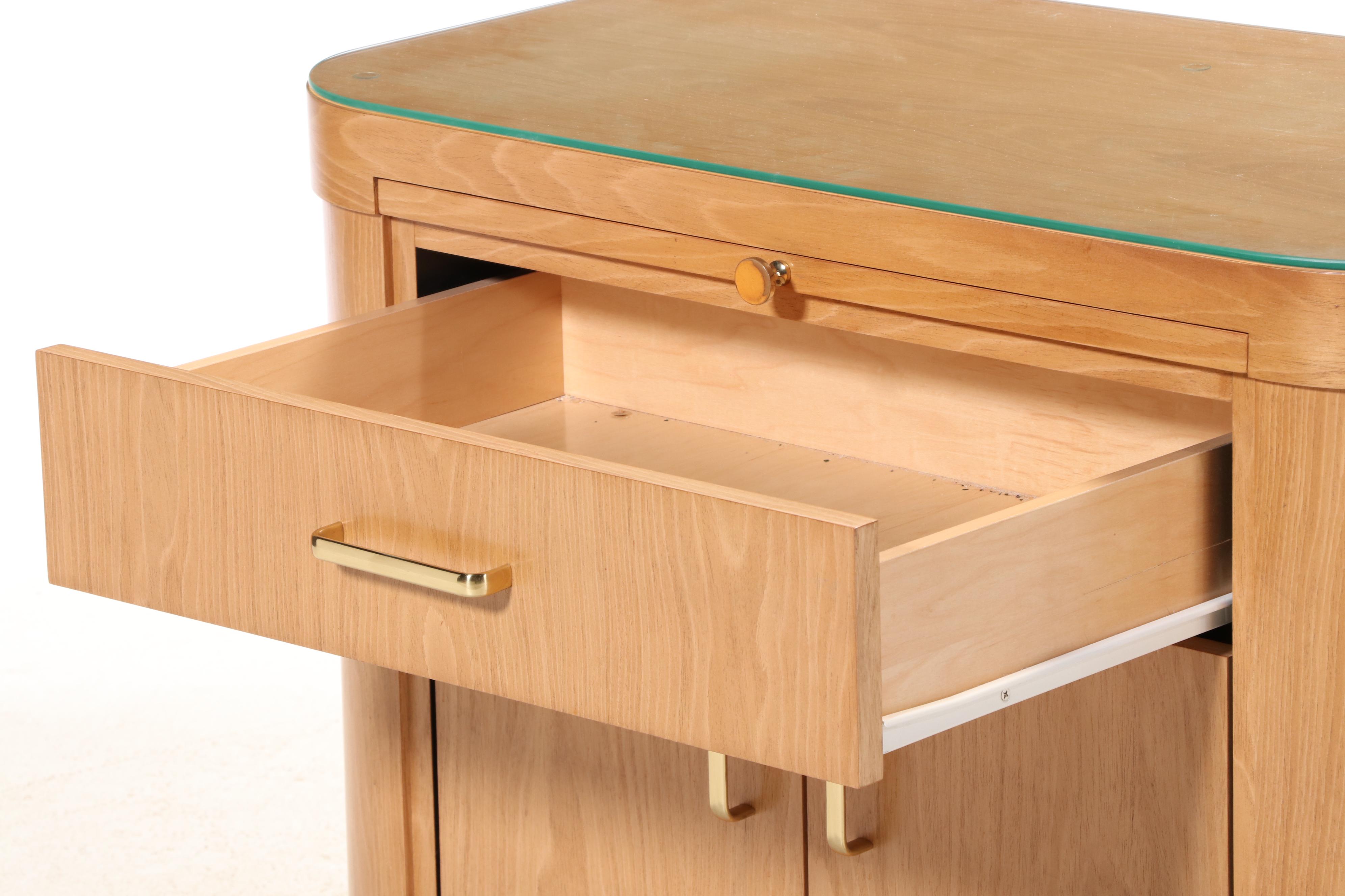 Ash Single-Drawer Side Cabinet with Black Laminate Slide