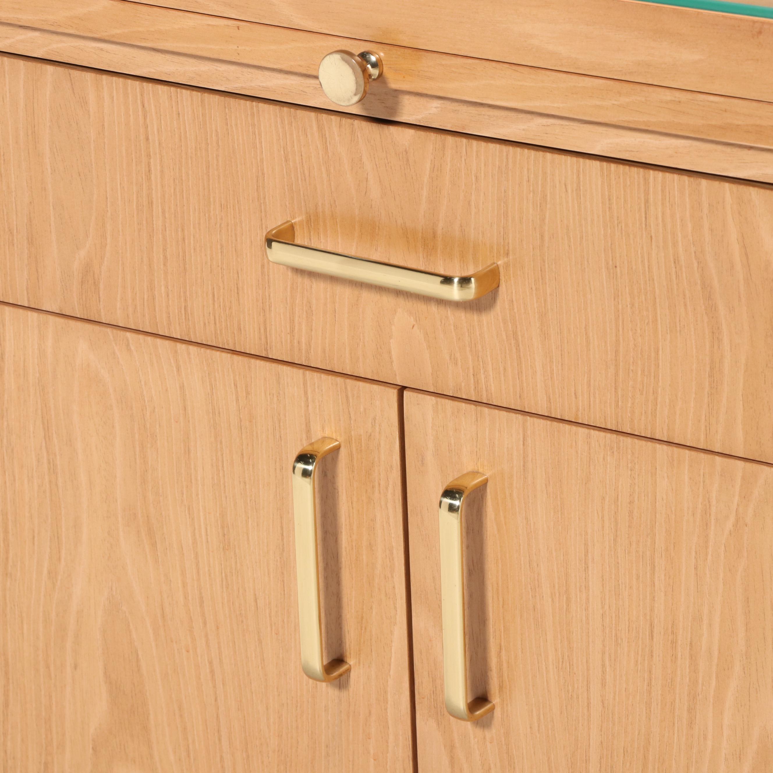 Ash Single-Drawer Side Cabinet with Black Laminate Slide