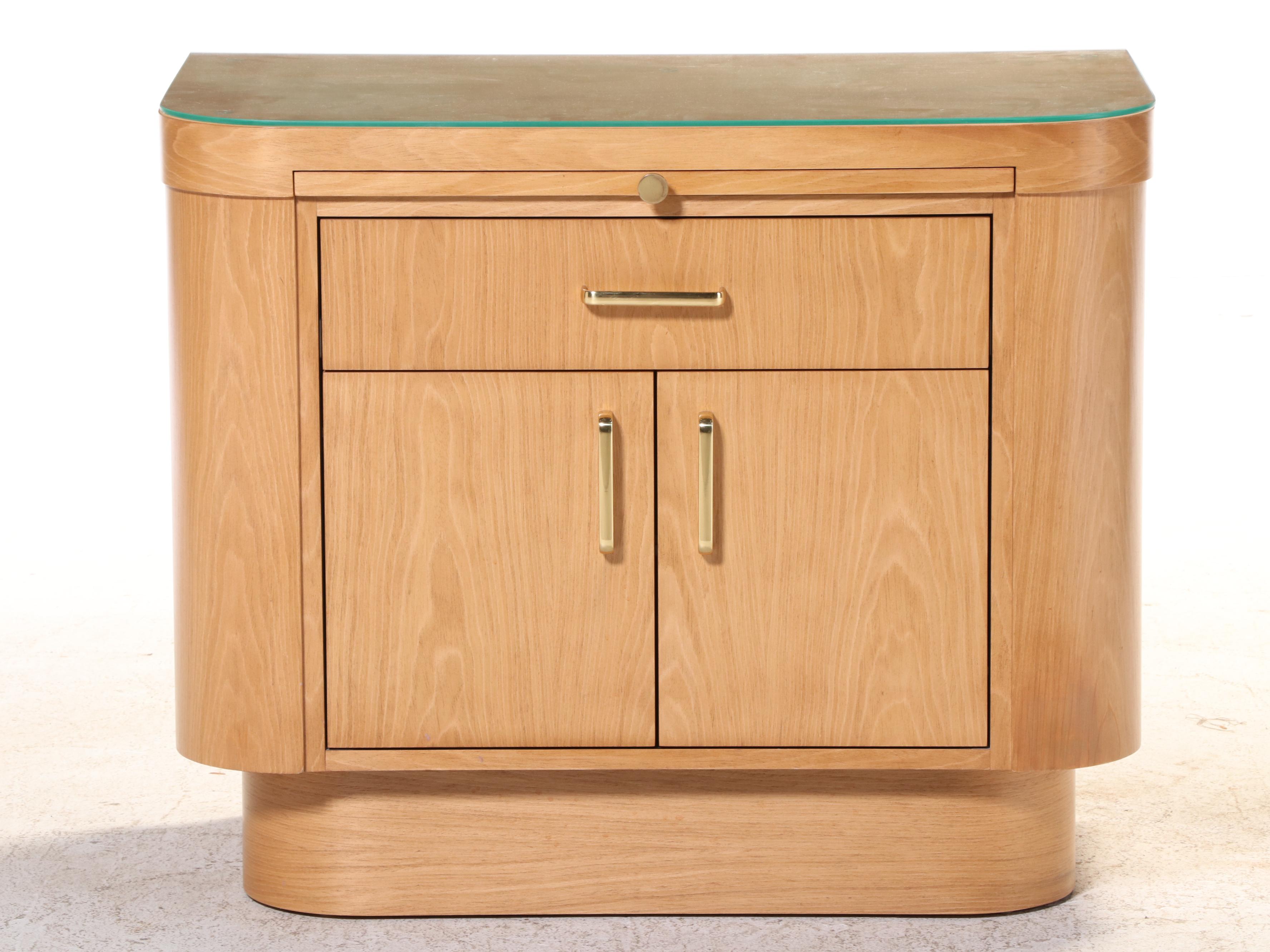 Ash Single-Drawer Side Cabinet with Black Laminate Slide