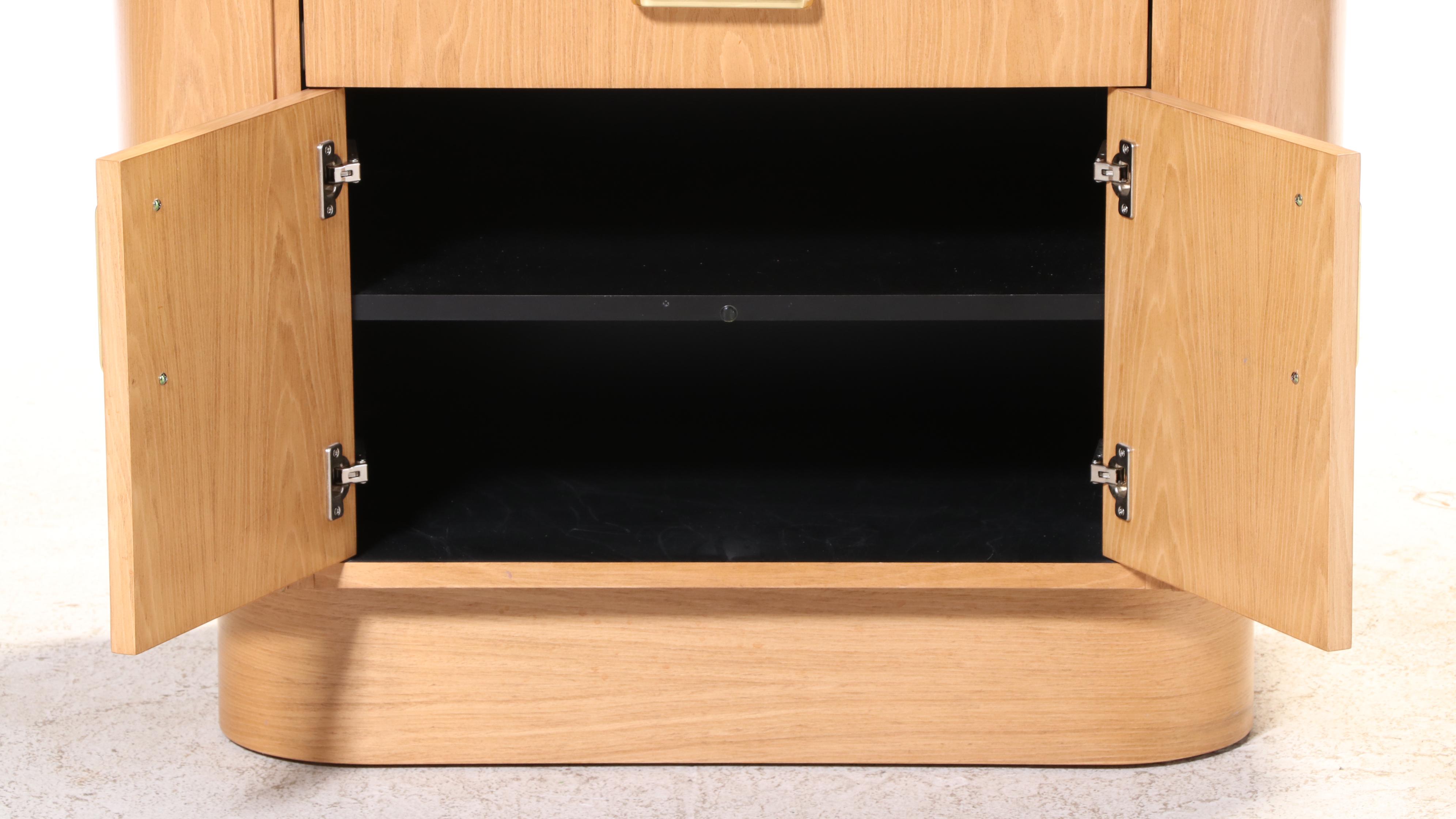 Ash Single-Drawer Side Cabinet with Black Laminate Slide