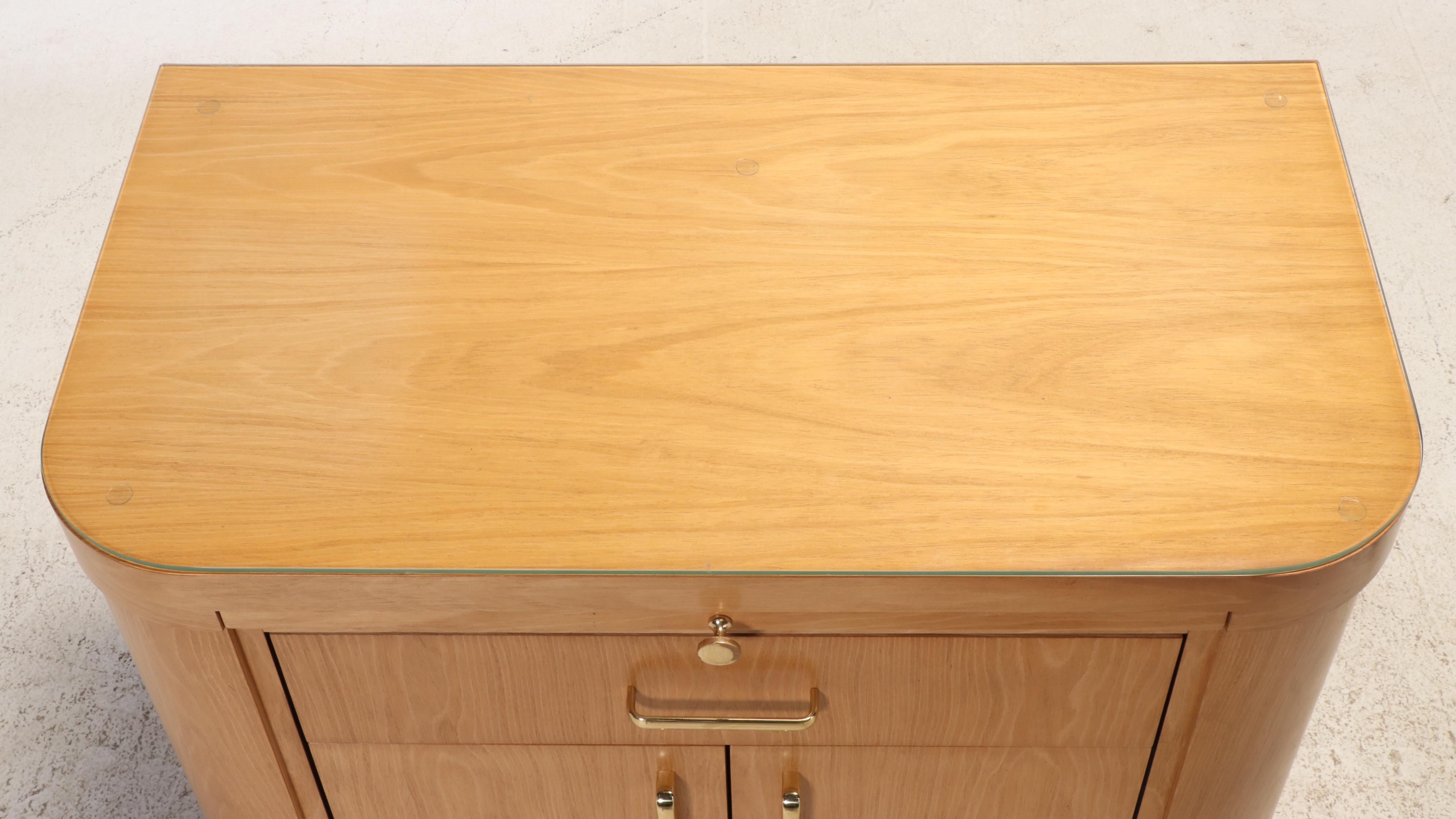 Ash Single-Drawer Side Cabinet with Black Laminate Slide