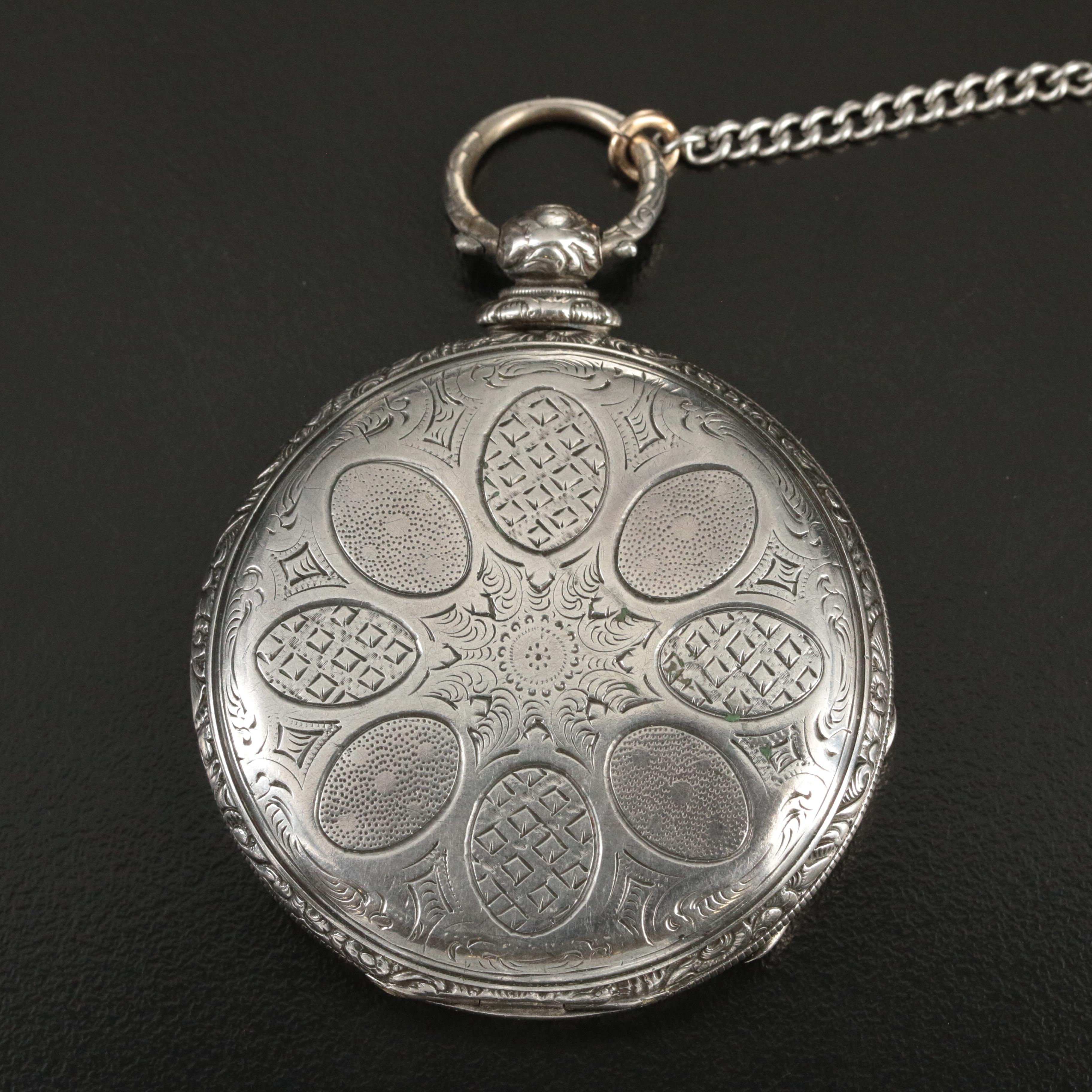 800 Silver Tobias Key Wind Key Set Antique Pocket Watch