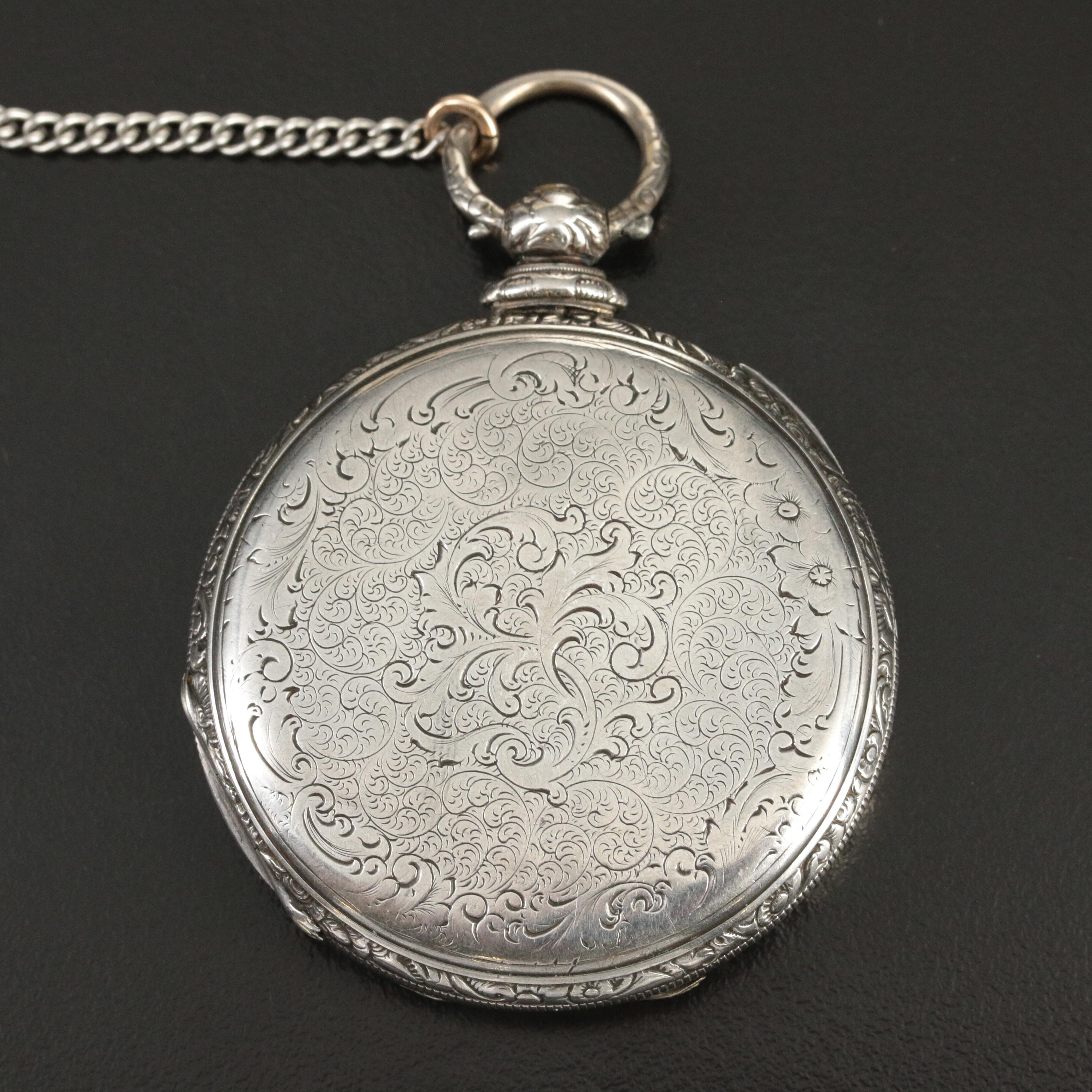 800 Silver Tobias Key Wind Key Set Antique Pocket Watch